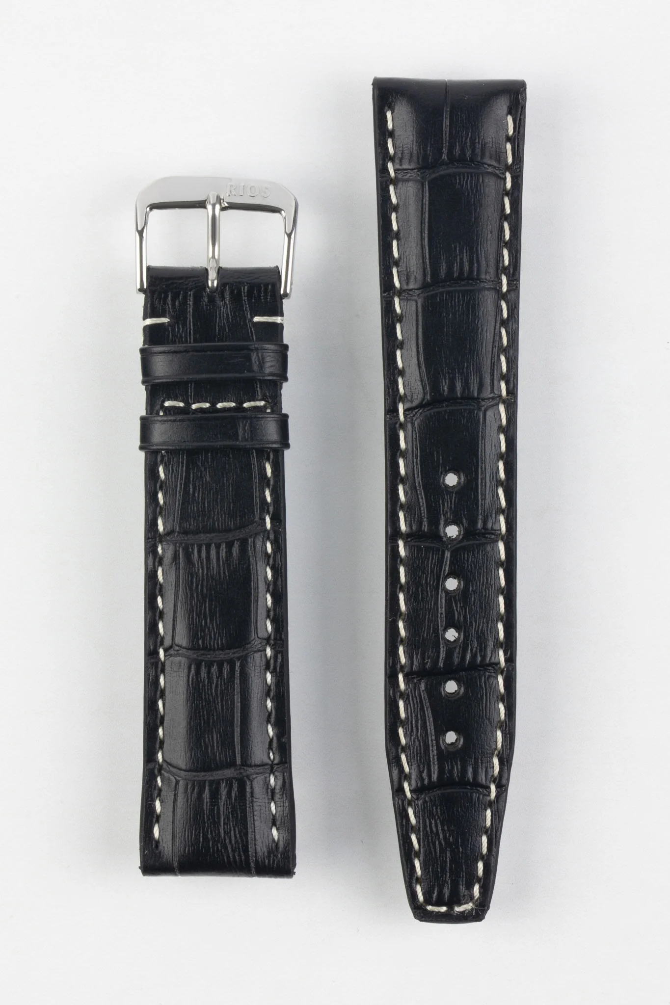 RIOS1931 BOSTON Alligator-Embossed Leather Watch Strap in BLACK - Image 7