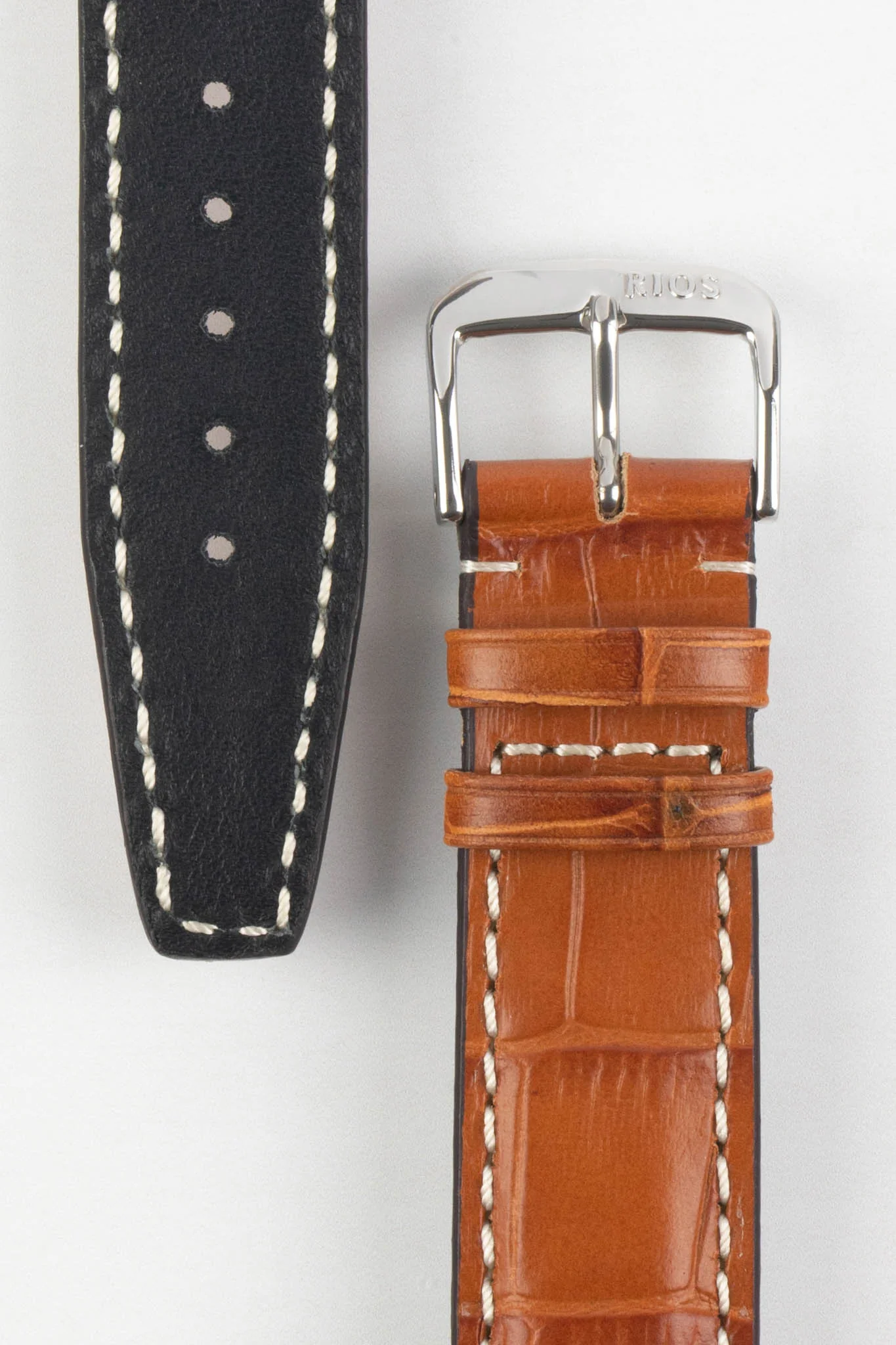 RIOS1931 BOSTON Alligator-Embossed Leather Watch Strap in COGNAC - Image 3