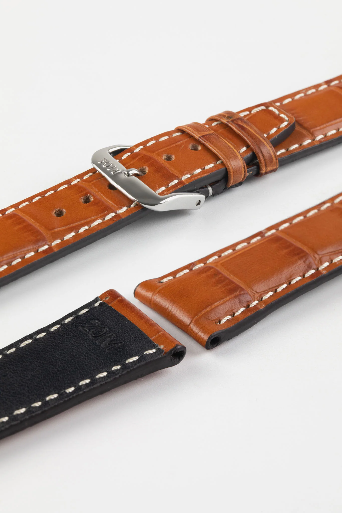 RIOS1931 BOSTON Alligator-Embossed Leather Watch Strap in COGNAC - Image 5
