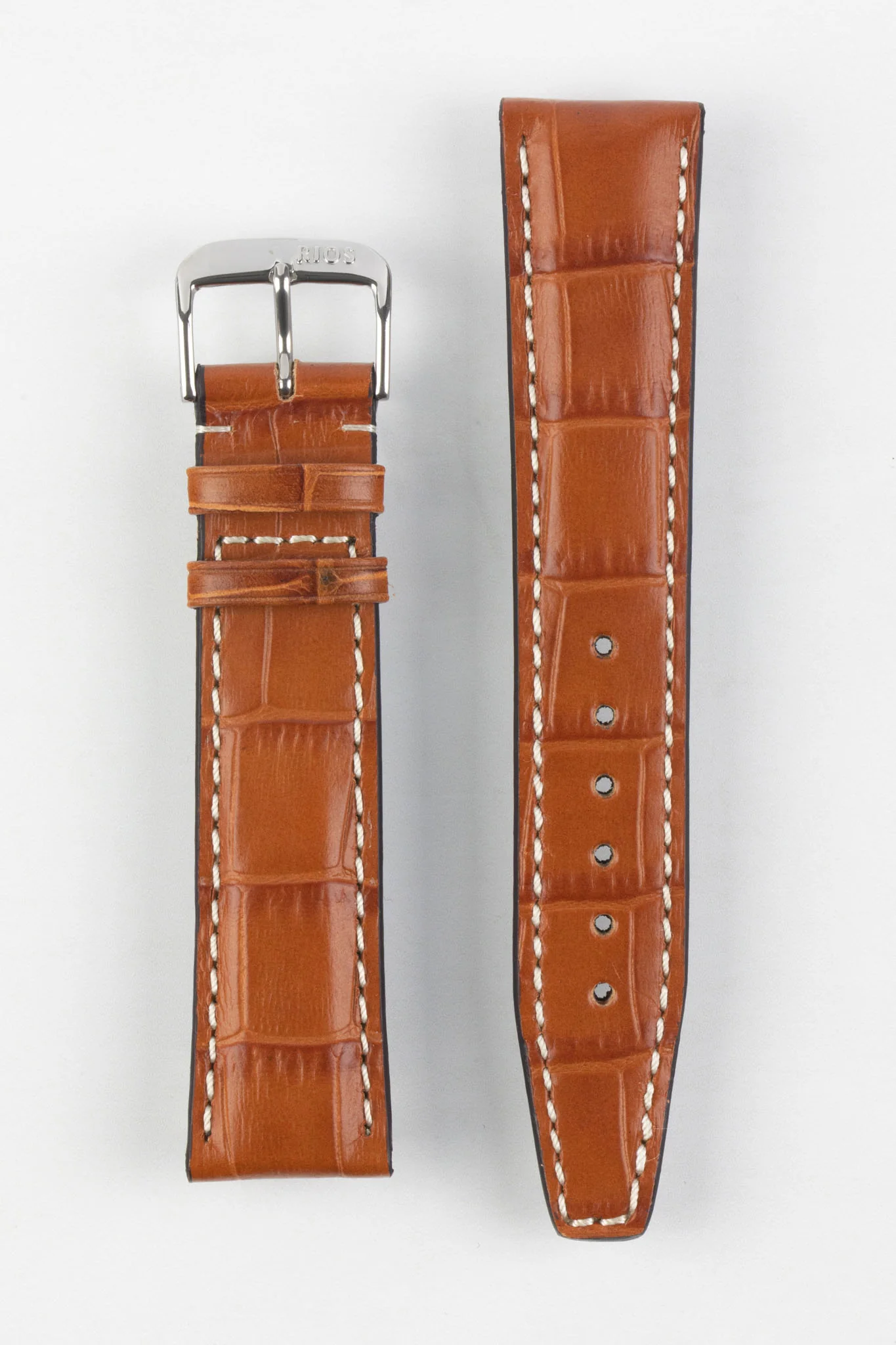 RIOS1931 BOSTON Alligator-Embossed Leather Watch Strap in COGNAC - Image 7
