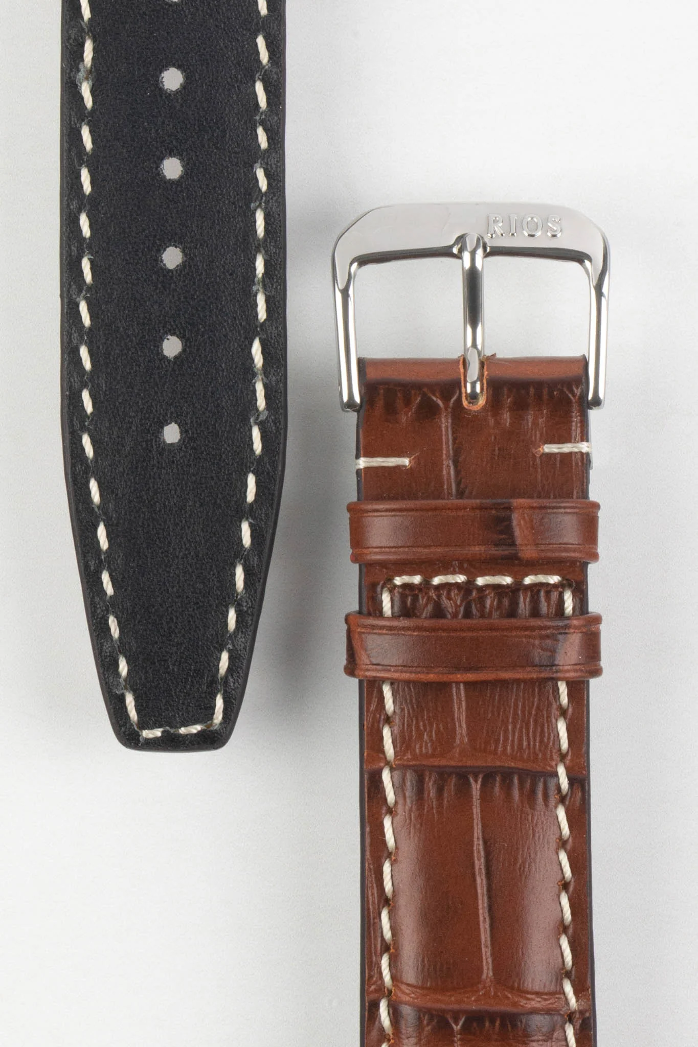 RIOS1931 BOSTON Alligator-Embossed Leather Watch Strap in MAHOGANY - Image 3