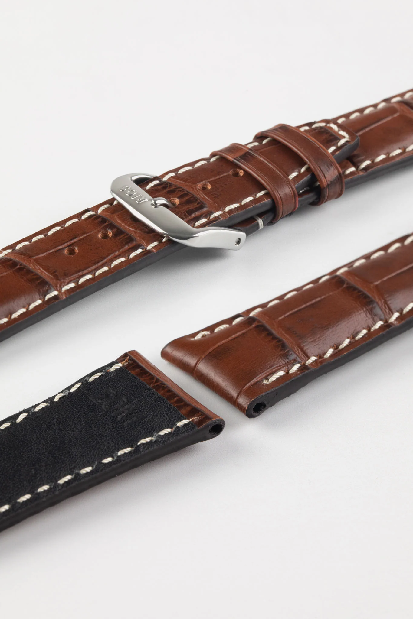 RIOS1931 BOSTON Alligator-Embossed Leather Watch Strap in MAHOGANY - Image 5