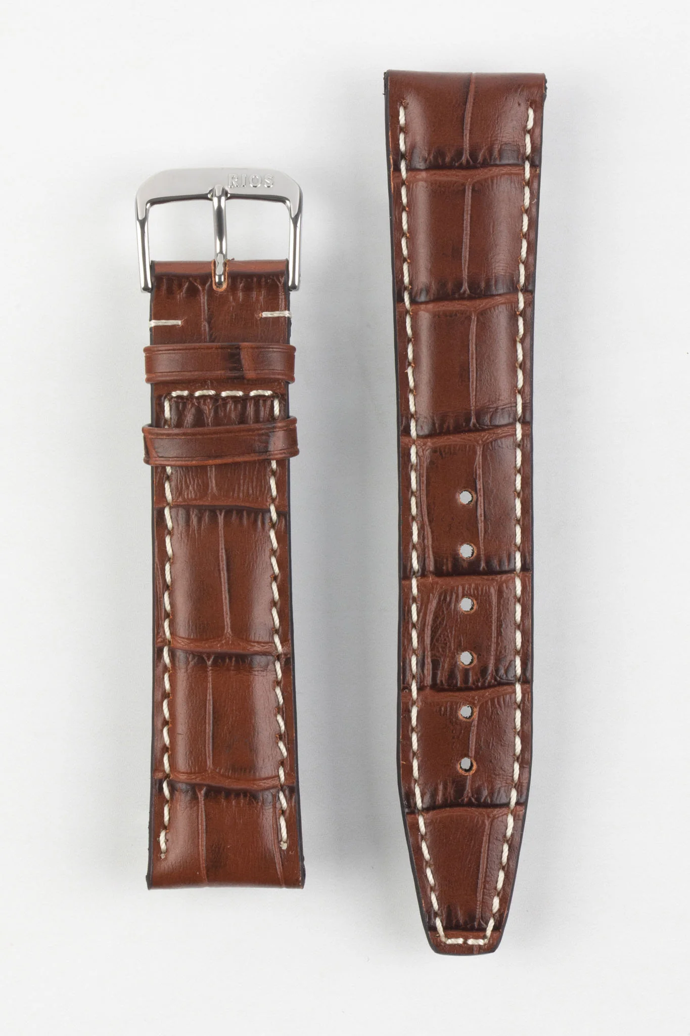 RIOS1931 BOSTON Alligator-Embossed Leather Watch Strap in MAHOGANY - Image 7