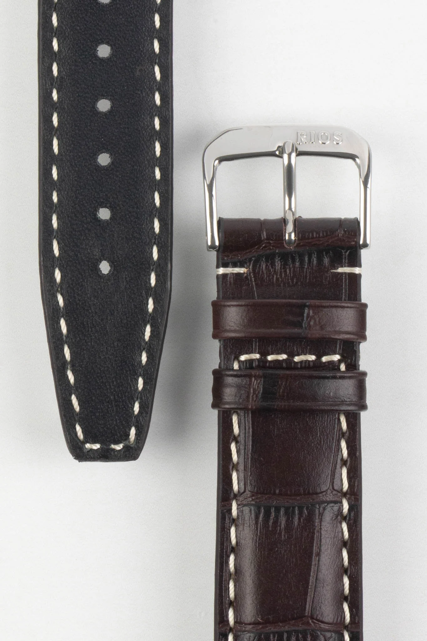 RIOS1931 BOSTON Alligator-Embossed Leather Watch Strap in MOCHA - Image 3