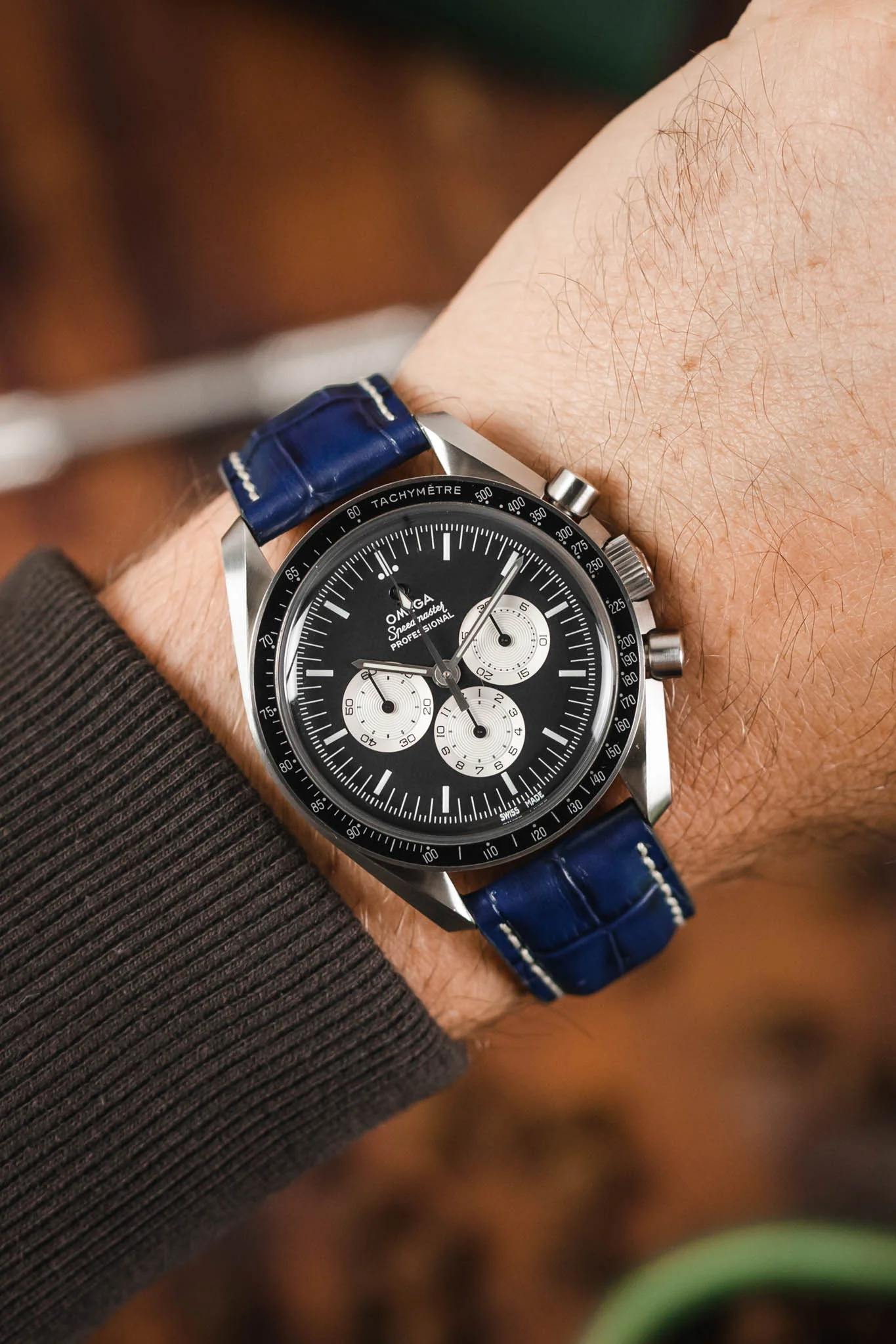 RIOS1931 BOSTON Alligator-Embossed Leather Watch Strap in NAVY BLUE - Image 2