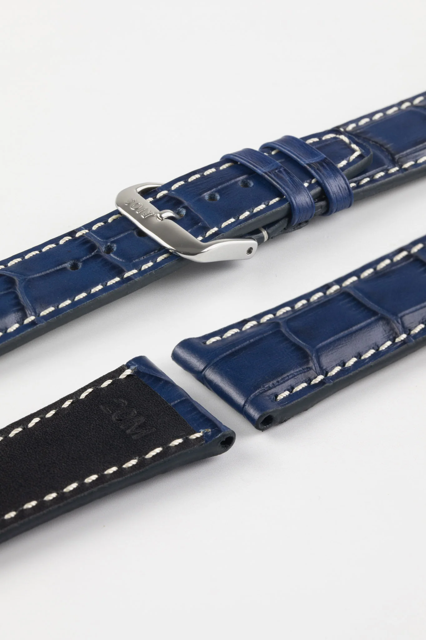 RIOS1931 BOSTON Alligator-Embossed Leather Watch Strap in NAVY BLUE - Image 5