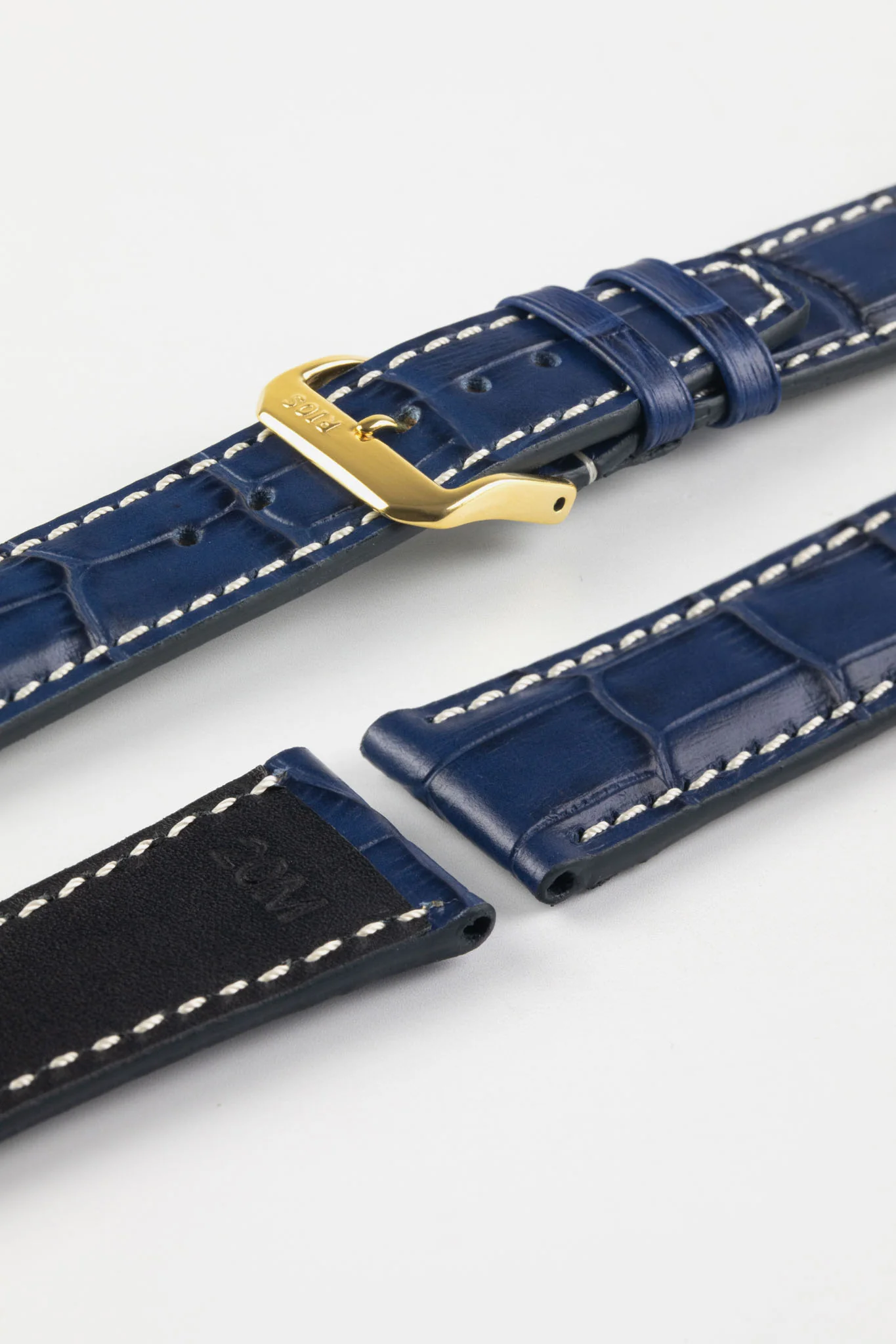 RIOS1931 BOSTON Alligator-Embossed Leather Watch Strap in NAVY BLUE - Image 6