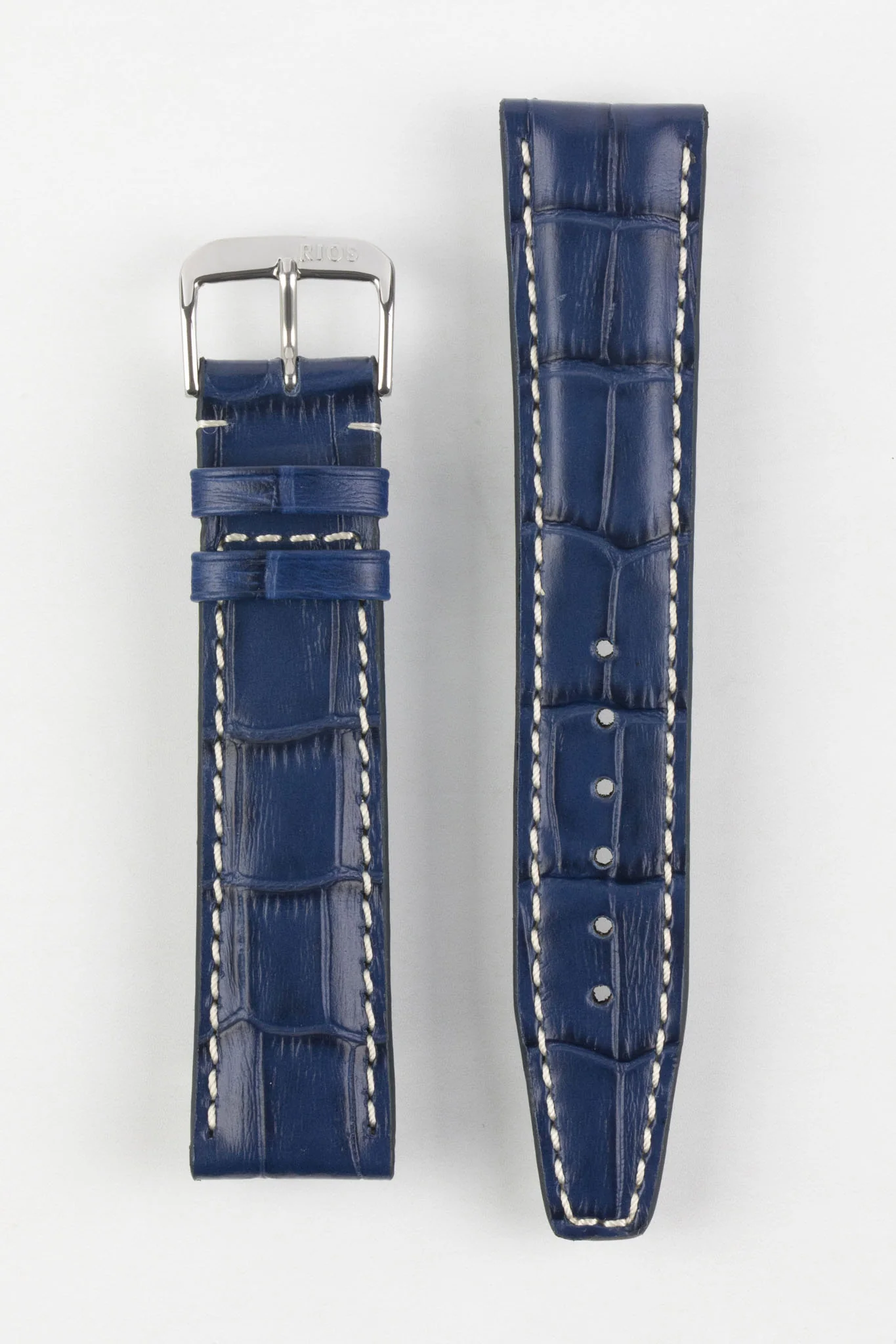 RIOS1931 BOSTON Alligator-Embossed Leather Watch Strap in NAVY BLUE - Image 7