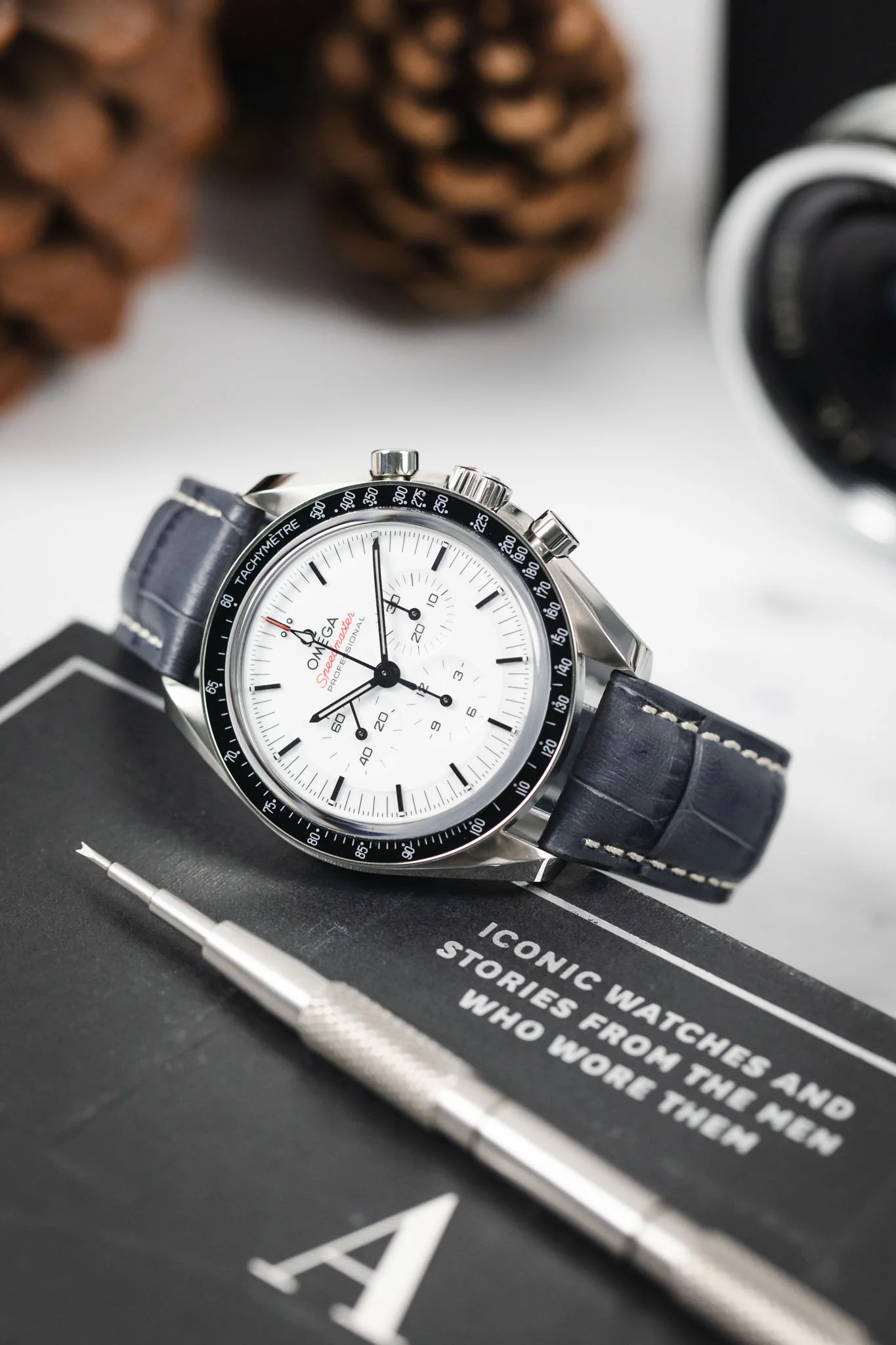 RIOS1931 BOSTON Alligator-Embossed Leather Watch Strap in STONE GREY - Image 4