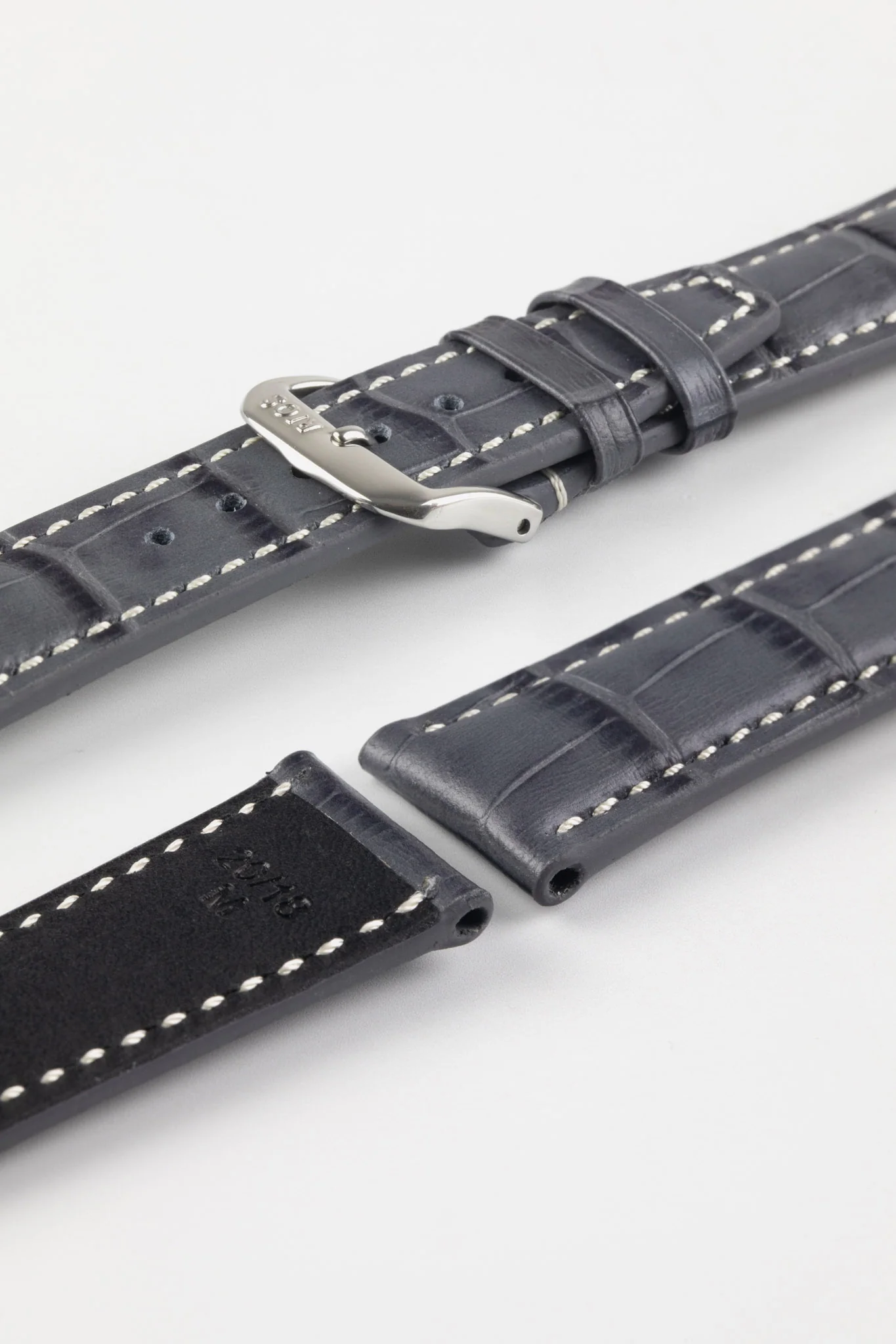 RIOS1931 BOSTON Alligator-Embossed Leather Watch Strap in STONE GREY - Image 7