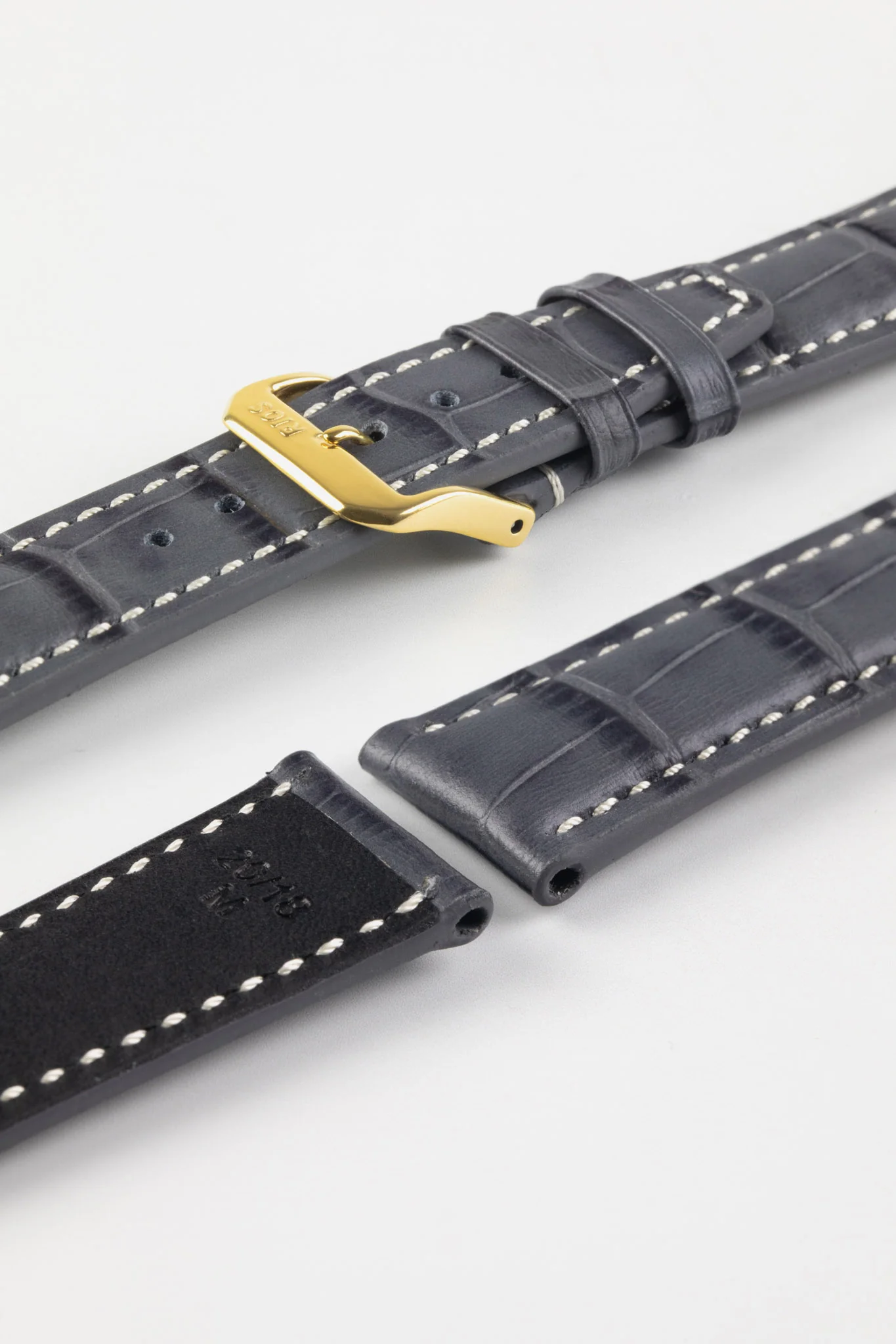 RIOS1931 BOSTON Alligator-Embossed Leather Watch Strap in STONE GREY - Image 8