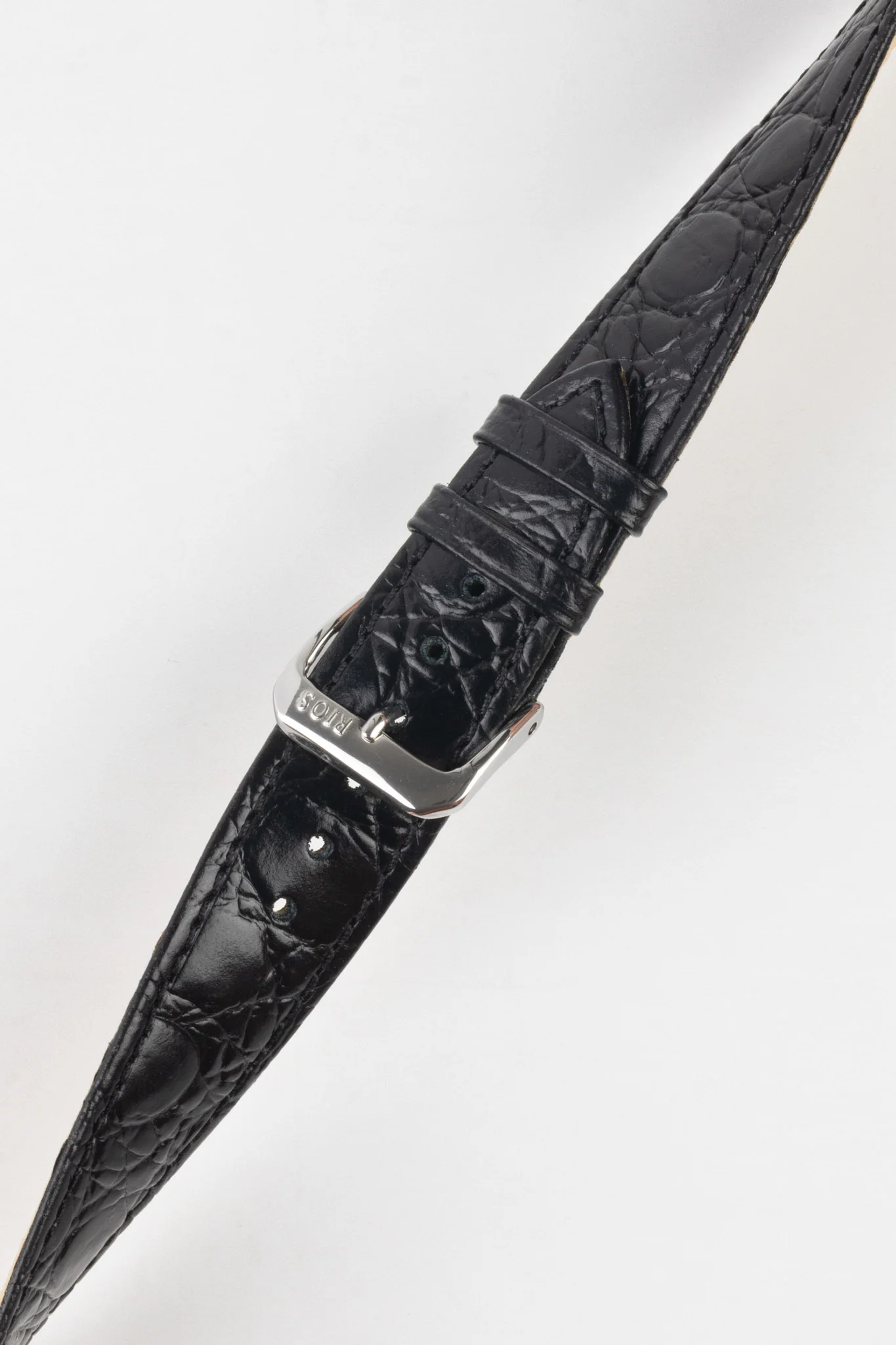RIOS1931 BRAZIL Crocodile-Embossed Leather Watch Strap in BLACK - Image 5