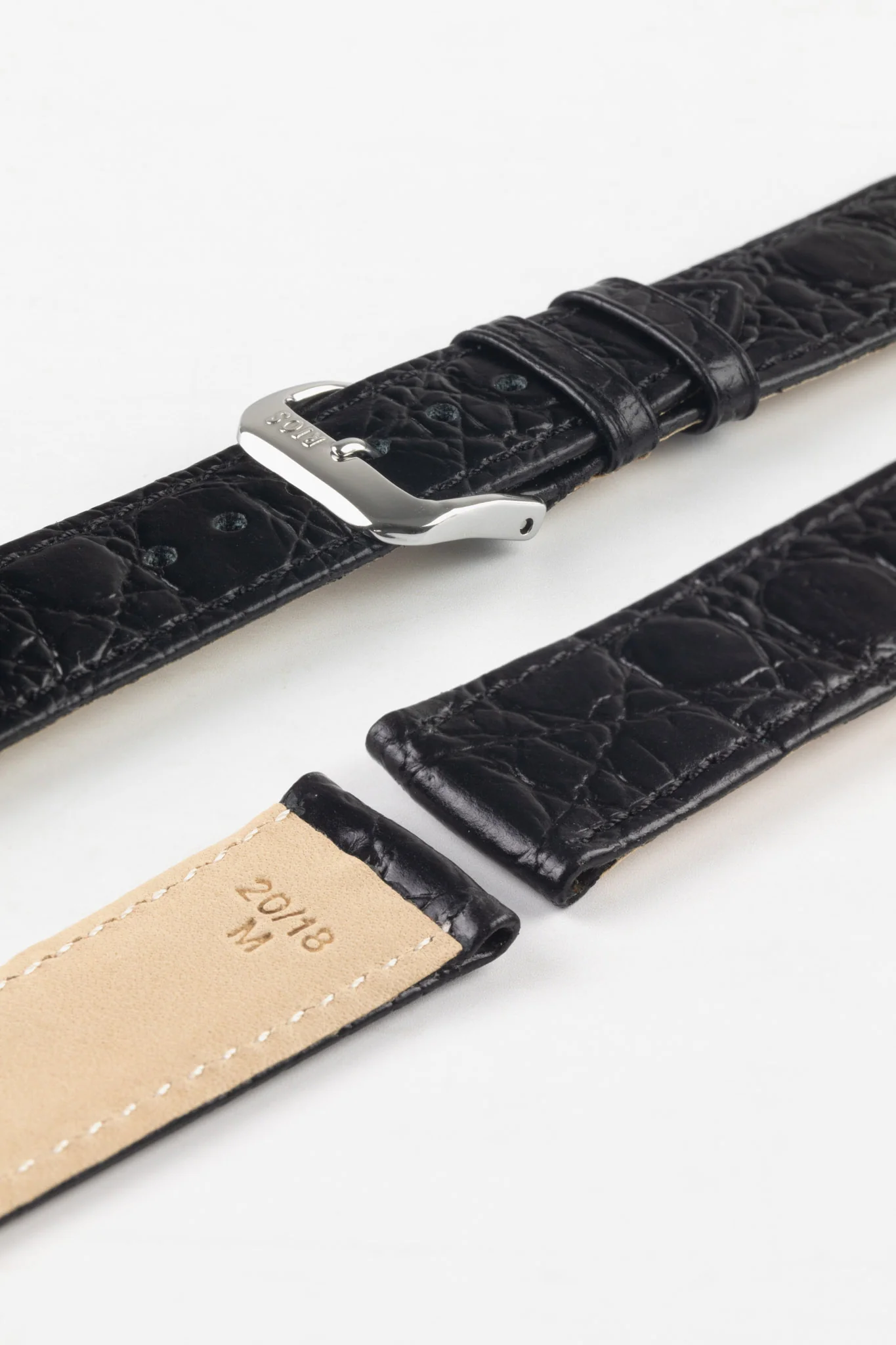 RIOS1931 BRAZIL Crocodile-Embossed Leather Watch Strap in BLACK - Image 7