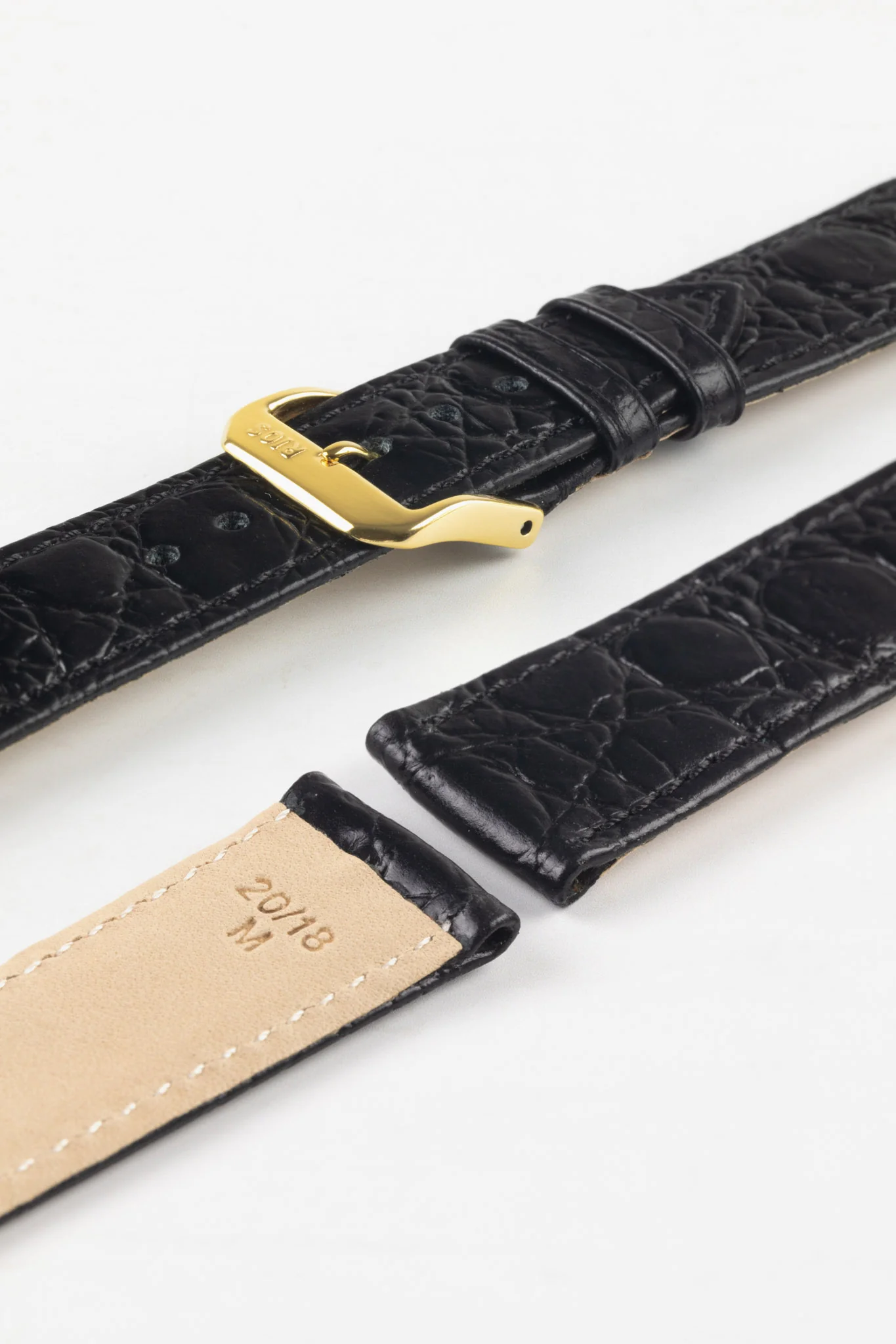 RIOS1931 BRAZIL Crocodile-Embossed Leather Watch Strap in BLACK - Image 8