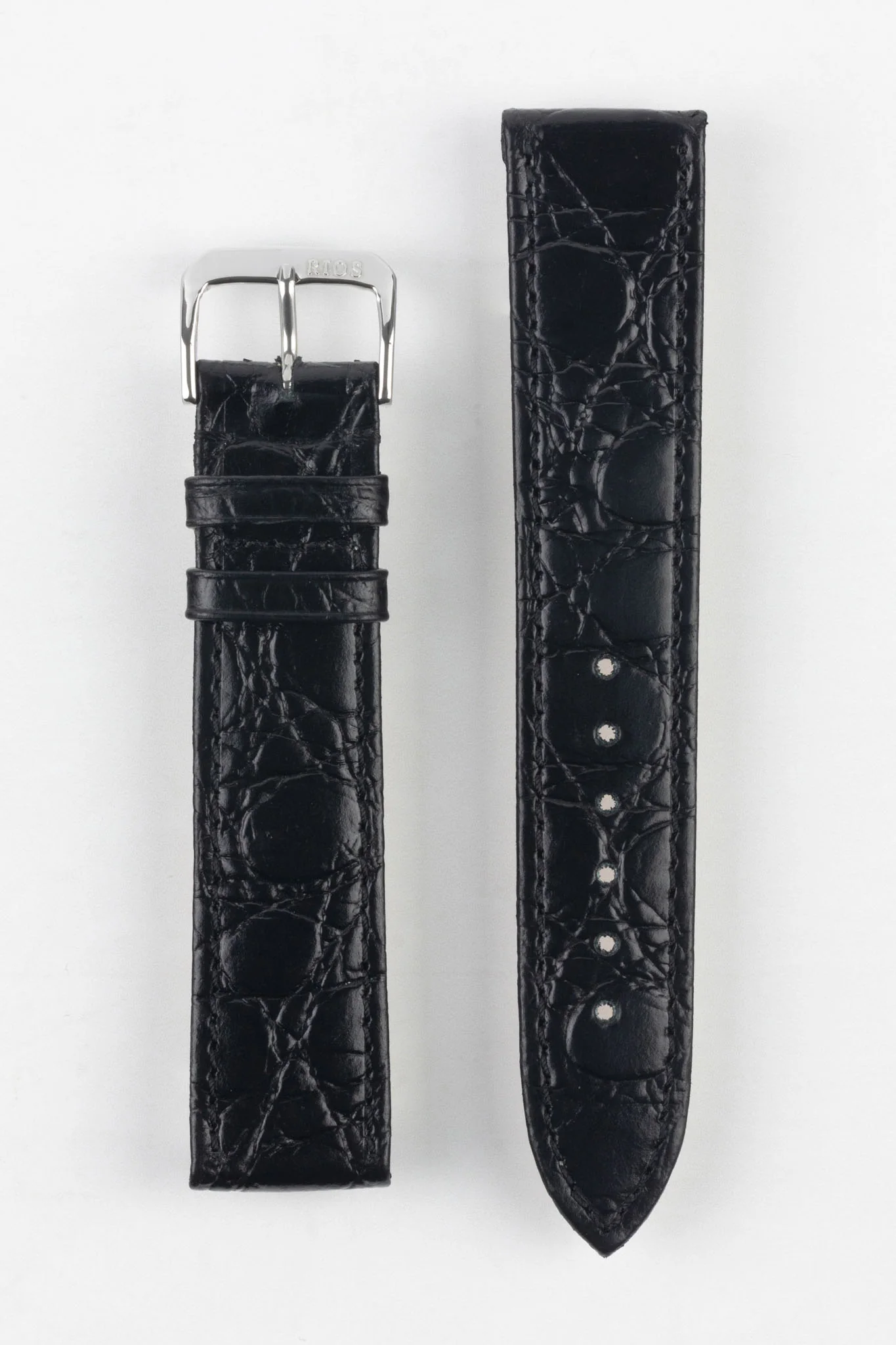 RIOS1931 BRAZIL Crocodile-Embossed Leather Watch Strap in BLACK - Image 9