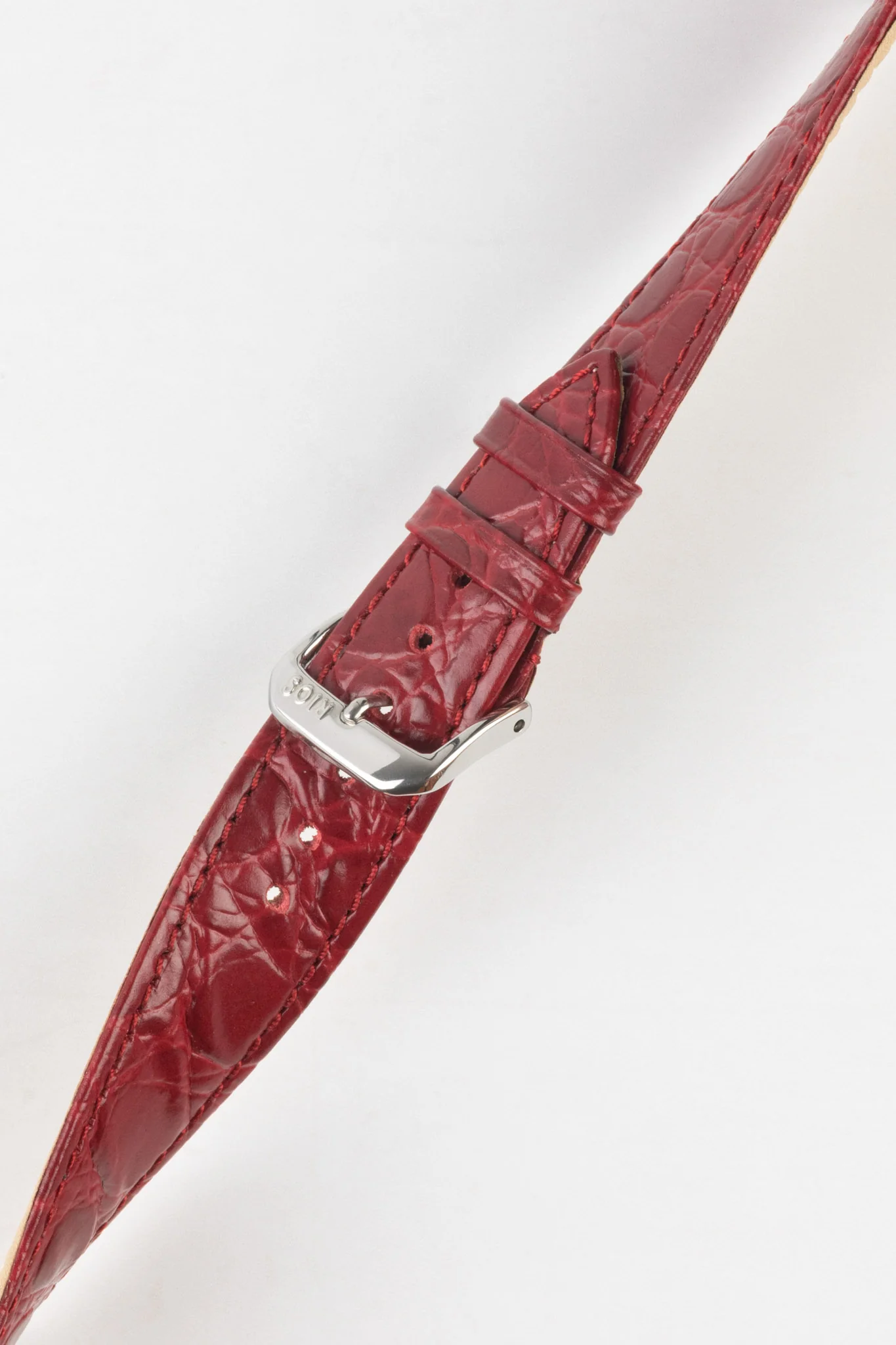 RIOS1931 BRAZIL Crocodile-Embossed Leather Watch Strap in BURGUNDY - Image 5
