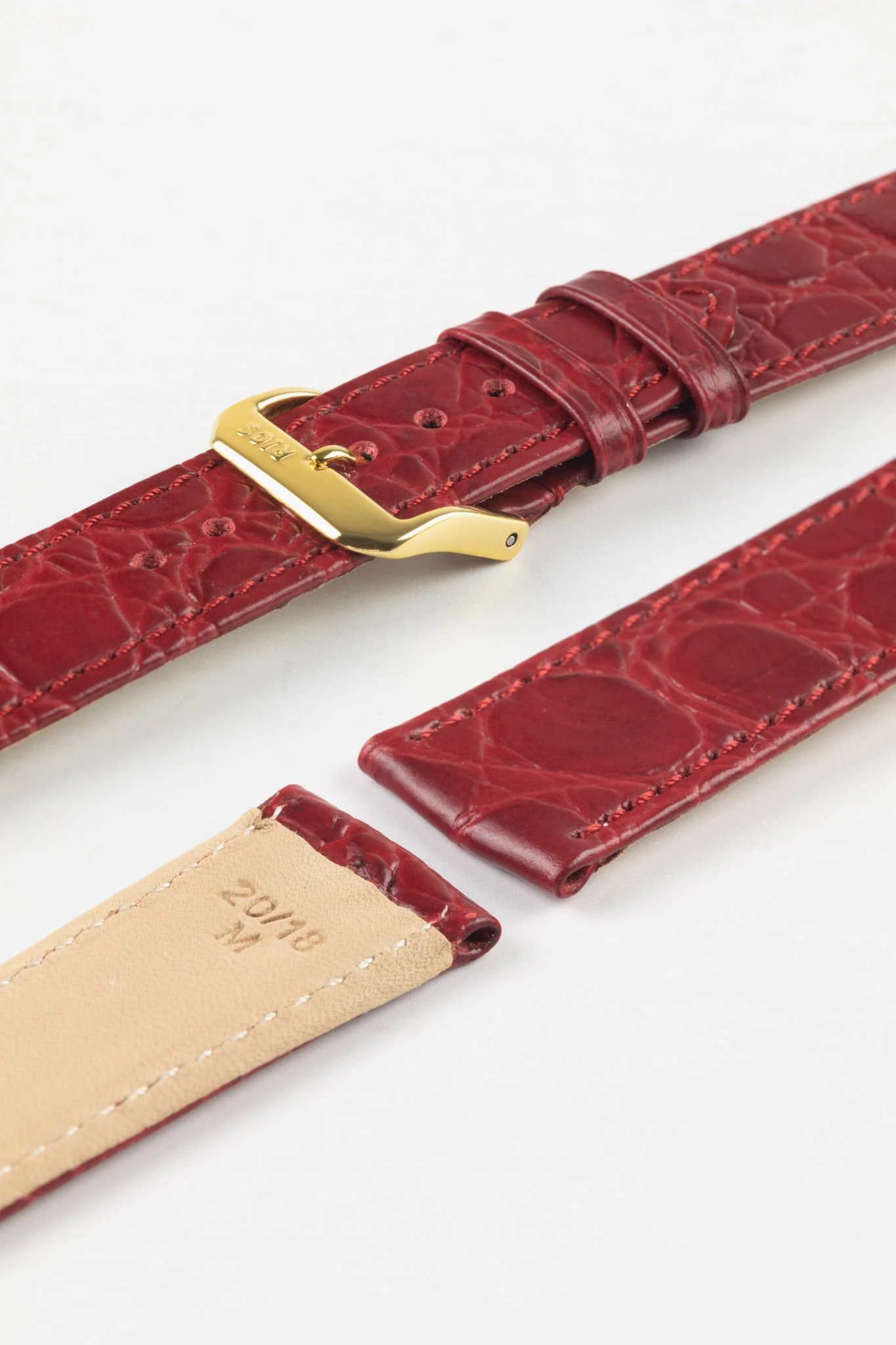 RIOS1931 BRAZIL Crocodile-Embossed Leather Watch Strap in BURGUNDY - Image 8
