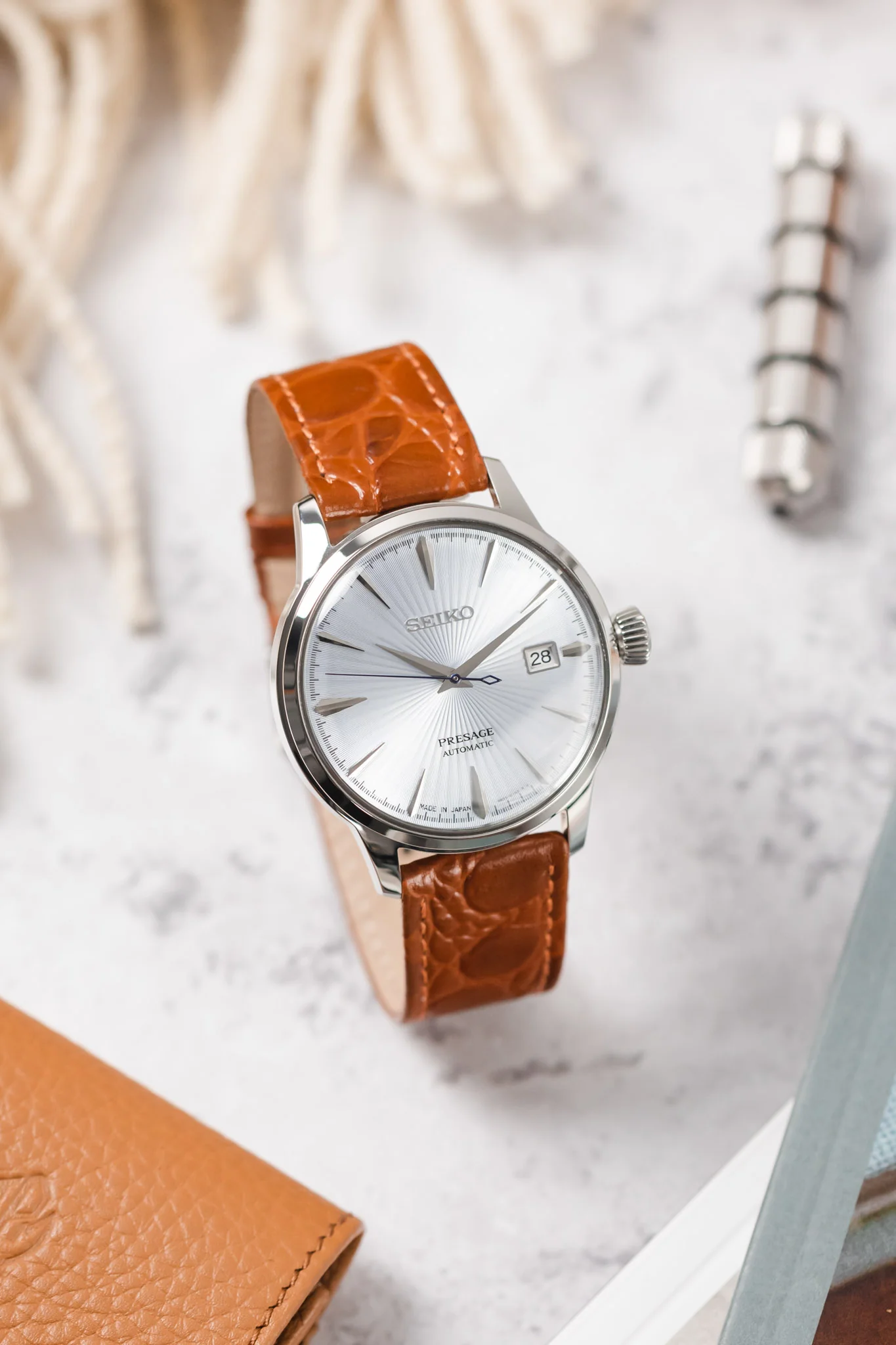 RIOS1931 BRAZIL Crocodile-Embossed Leather Watch Strap in COGNAC - Image 4