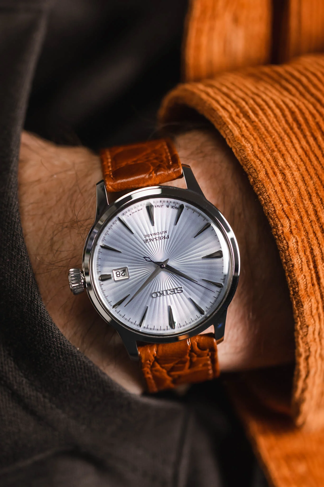 RIOS1931 BRAZIL Crocodile-Embossed Leather Watch Strap in COGNAC - Image 6