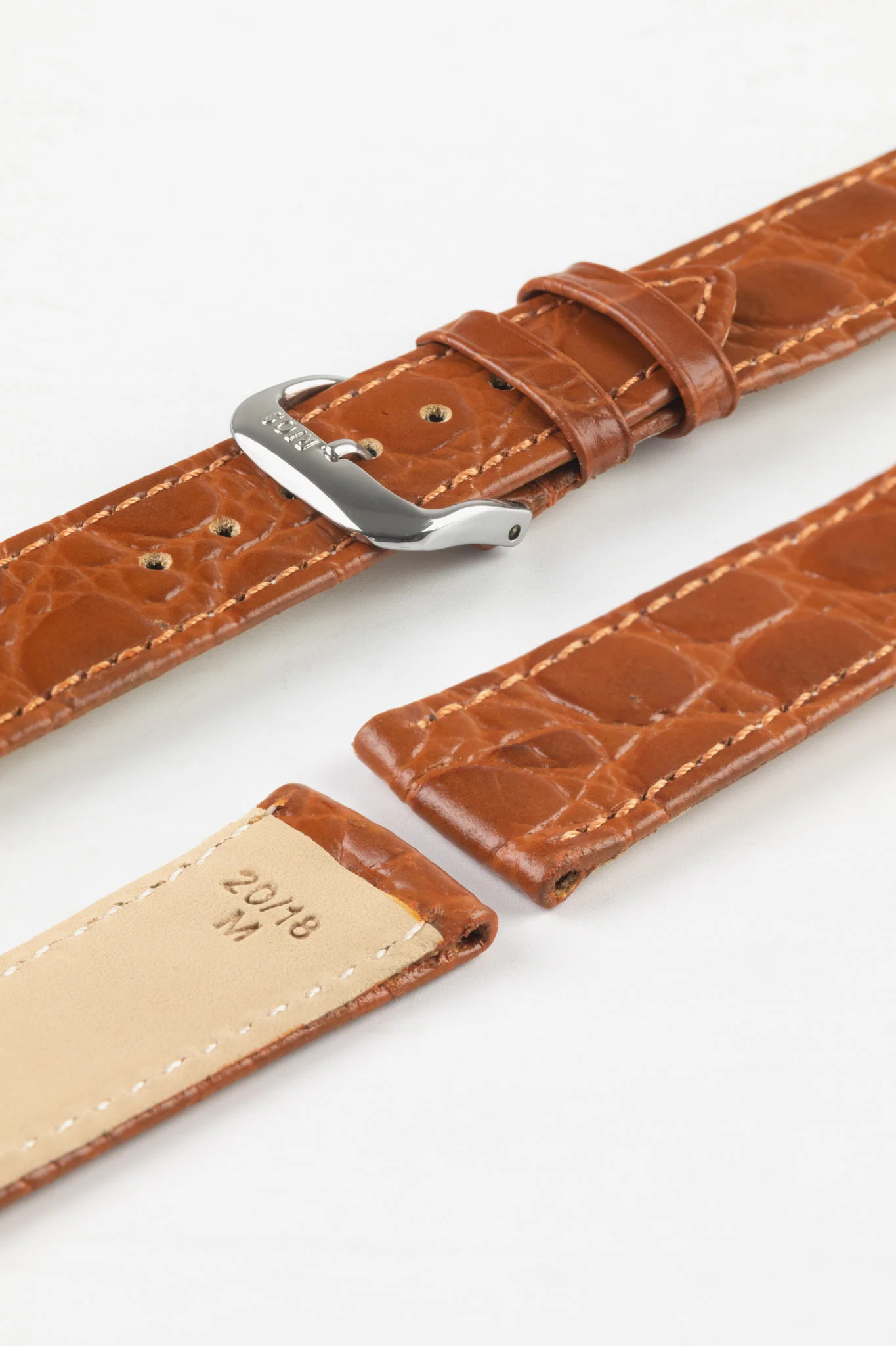 RIOS1931 BRAZIL Crocodile-Embossed Leather Watch Strap in COGNAC - Image 7