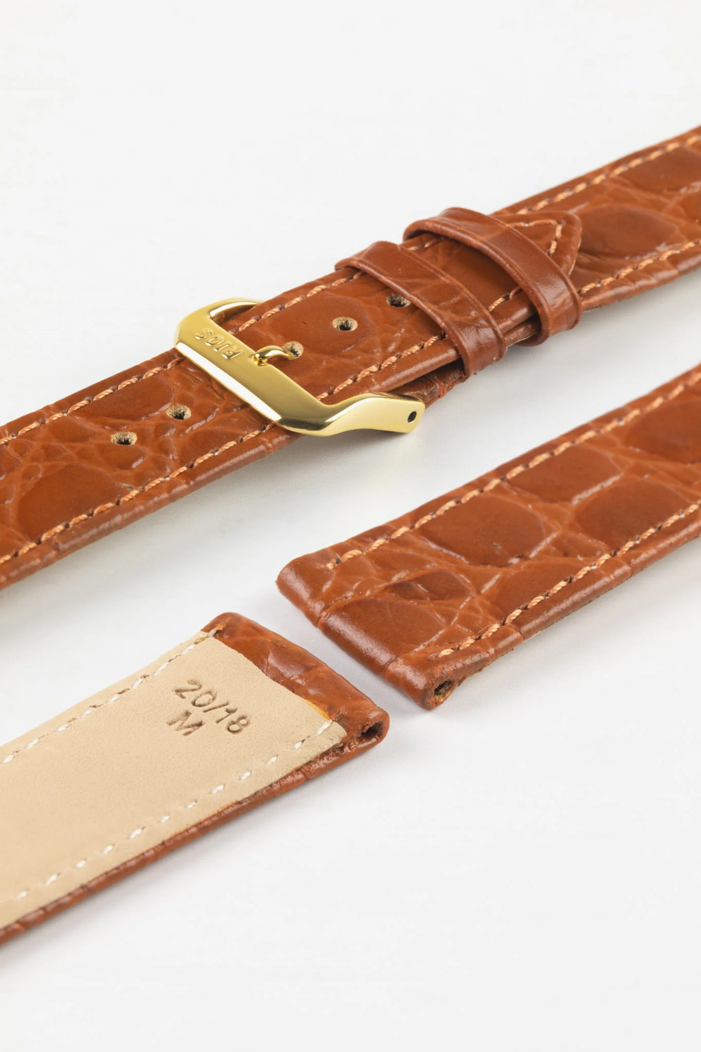 RIOS1931 BRAZIL Crocodile-Embossed Leather Watch Strap in COGNAC - Image 8