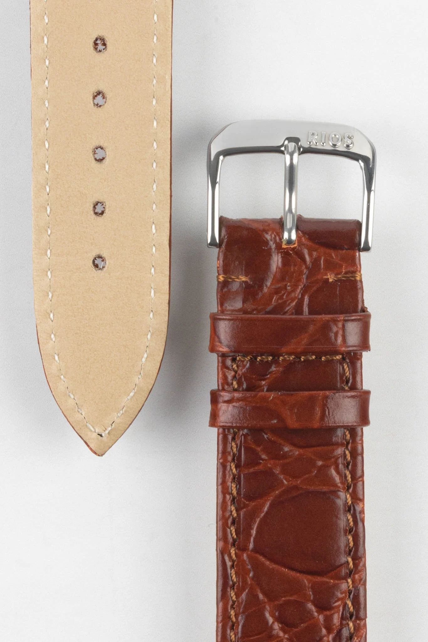 RIOS1931 BRAZIL Crocodile-Embossed Leather Watch Strap in MAHOGANY - Image 3