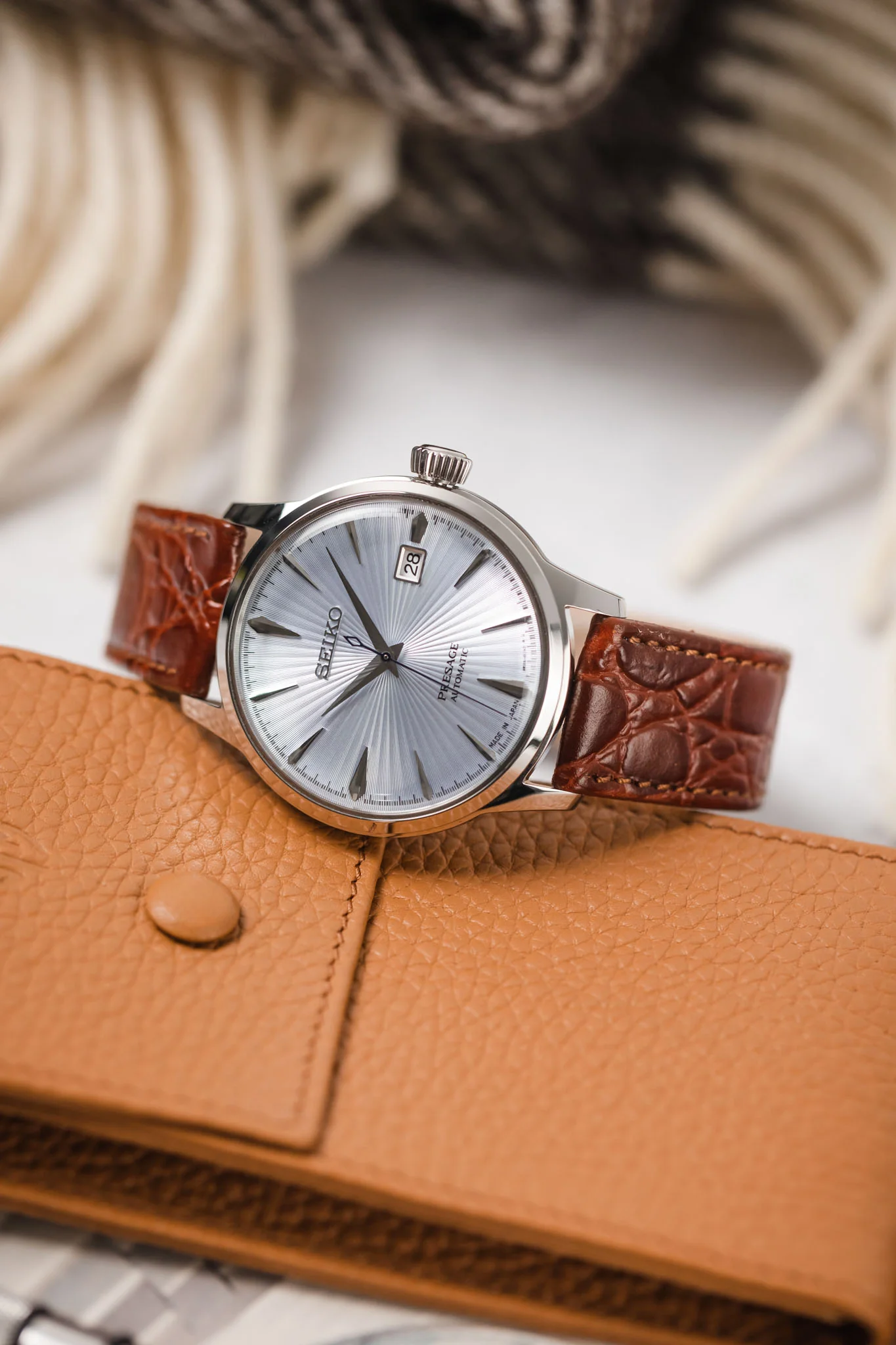 RIOS1931 BRAZIL Crocodile-Embossed Leather Watch Strap in MAHOGANY - Image 4