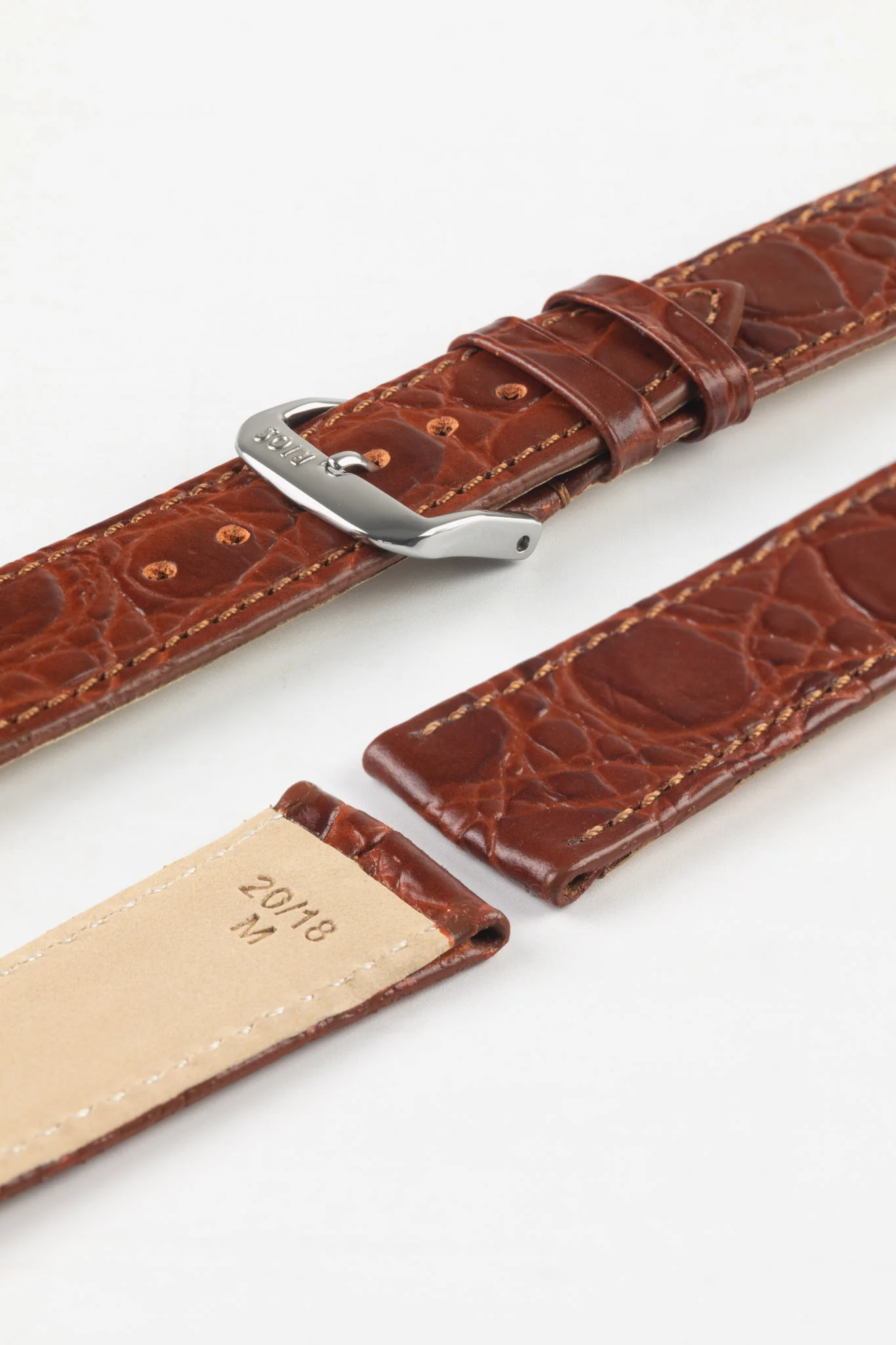 RIOS1931 BRAZIL Crocodile-Embossed Leather Watch Strap in MAHOGANY - Image 7