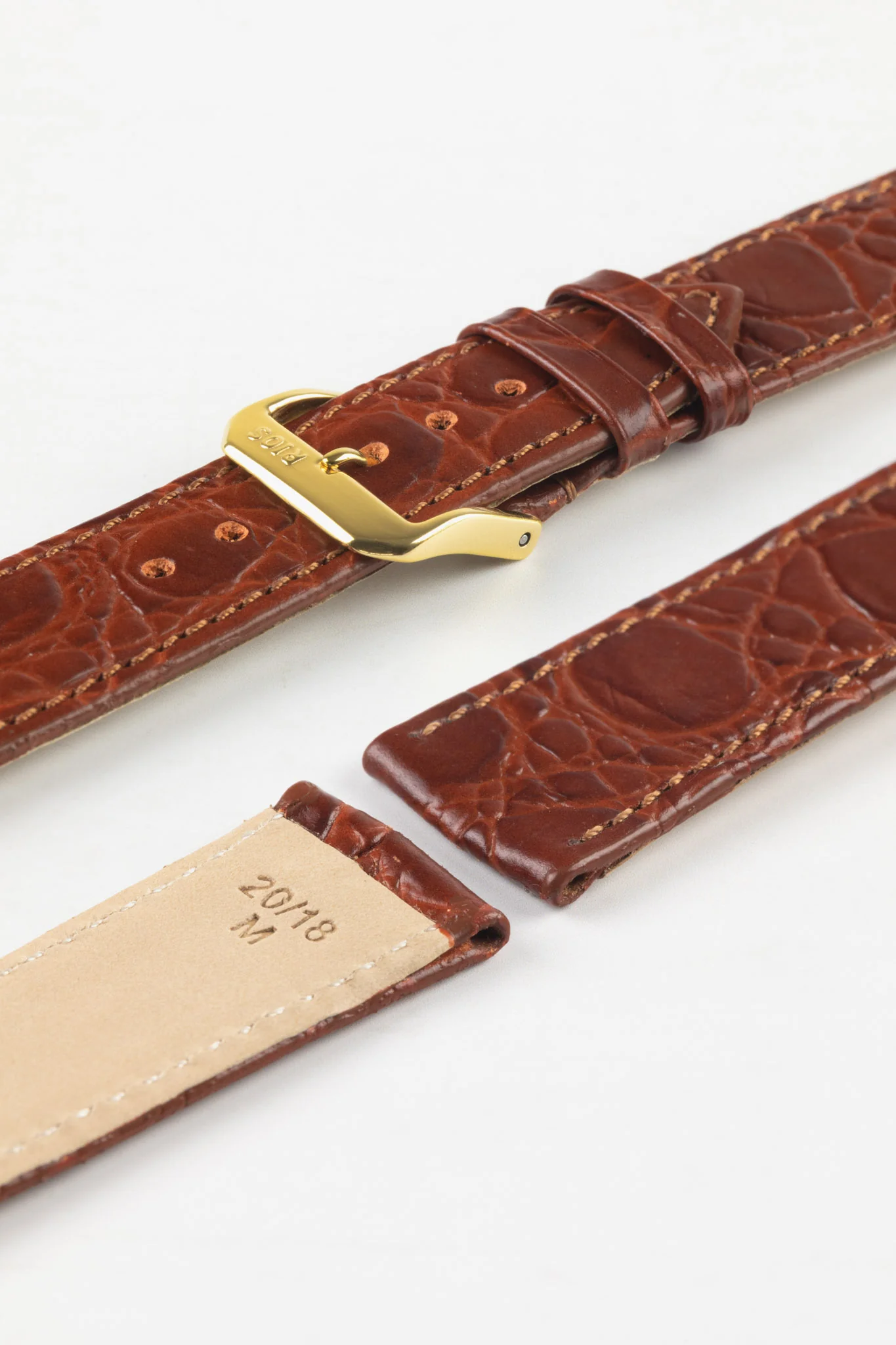 RIOS1931 BRAZIL Crocodile-Embossed Leather Watch Strap in MAHOGANY - Image 8