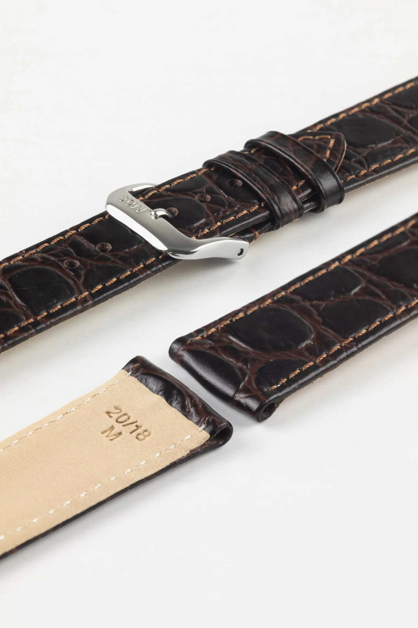 RIOS1931 BRAZIL Crocodile-Embossed Leather Watch Strap in MOCHA - Image 7