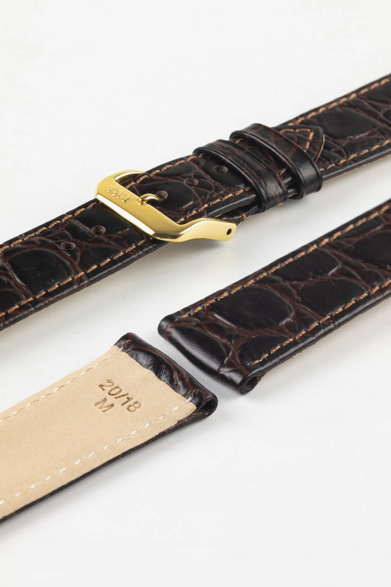 RIOS1931 BRAZIL Crocodile-Embossed Leather Watch Strap in MOCHA - Image 8