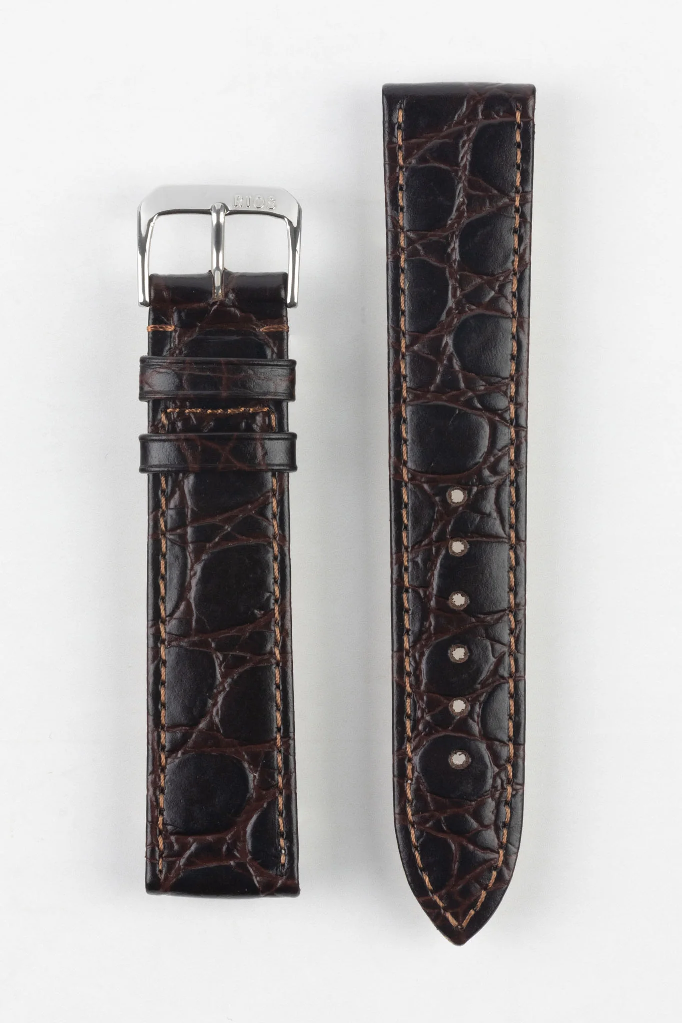 RIOS1931 BRAZIL Crocodile-Embossed Leather Watch Strap in MOCHA - Image 9