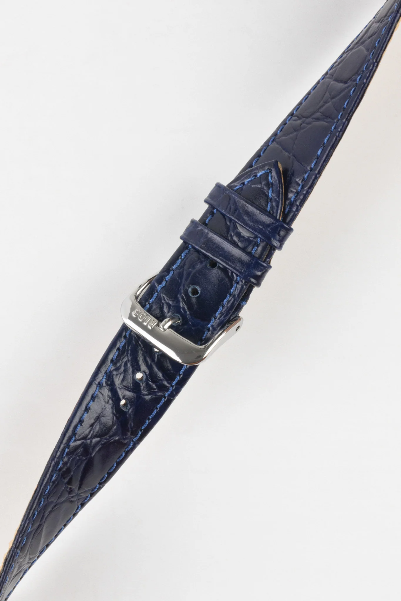 RIOS1931 BRAZIL Crocodile-Embossed Leather Watch Strap in OCEAN BLUE - Image 5