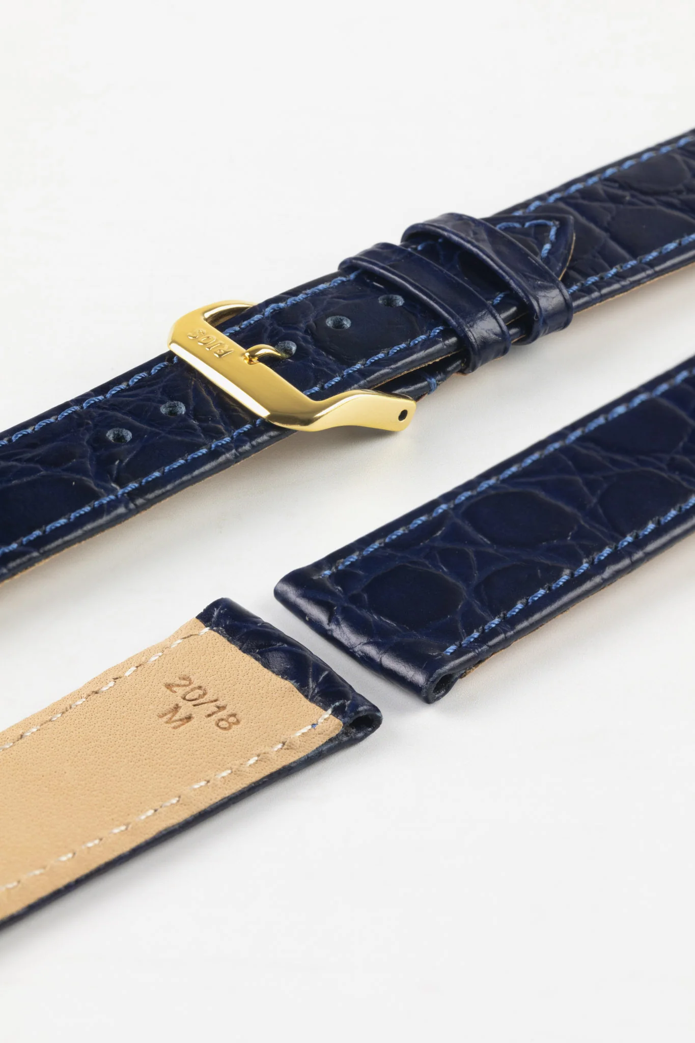 RIOS1931 BRAZIL Crocodile-Embossed Leather Watch Strap in OCEAN BLUE - Image 8