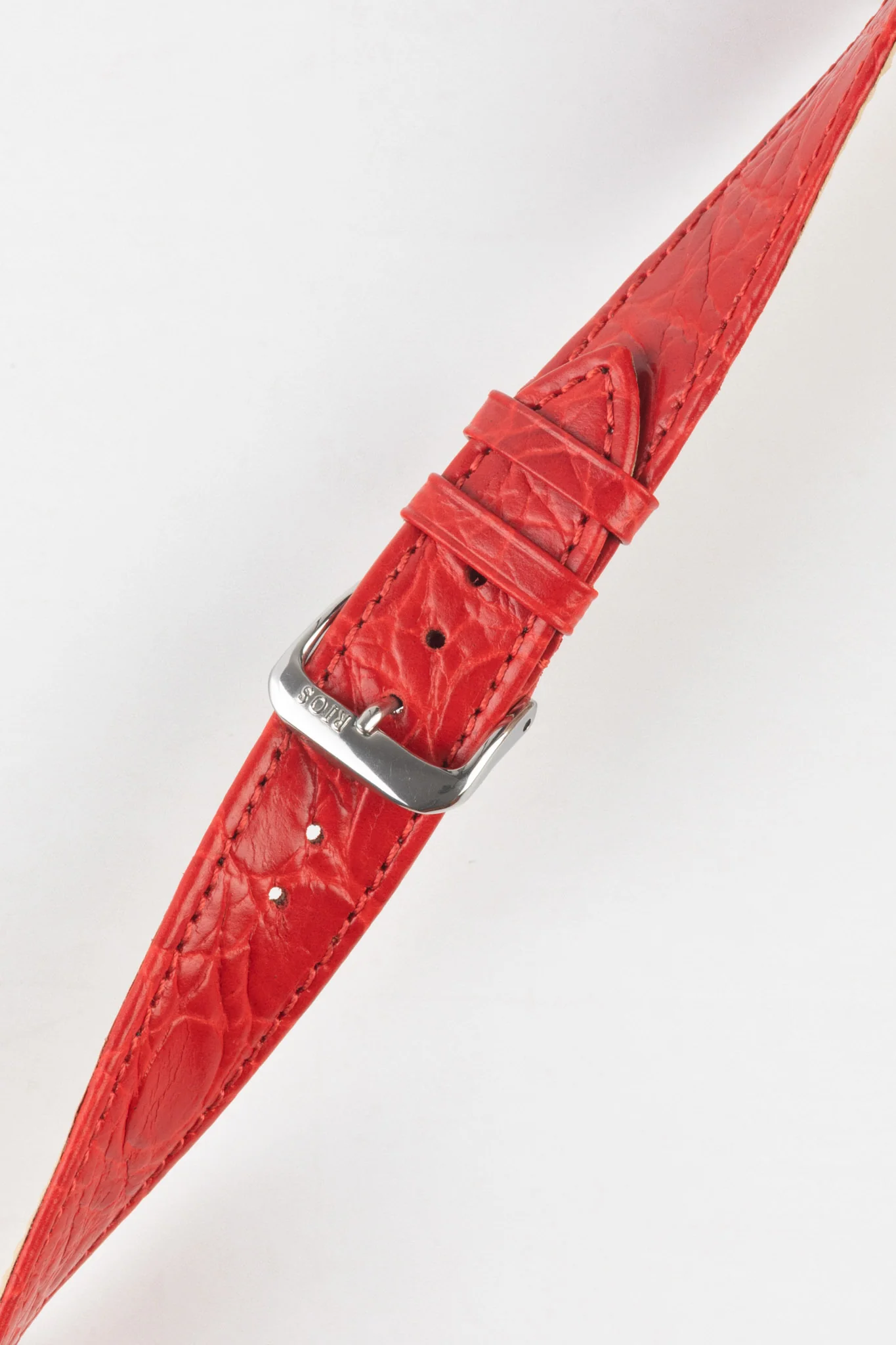 RIOS1931 BRAZIL Crocodile-Embossed Leather Watch Strap in RED - Image 5