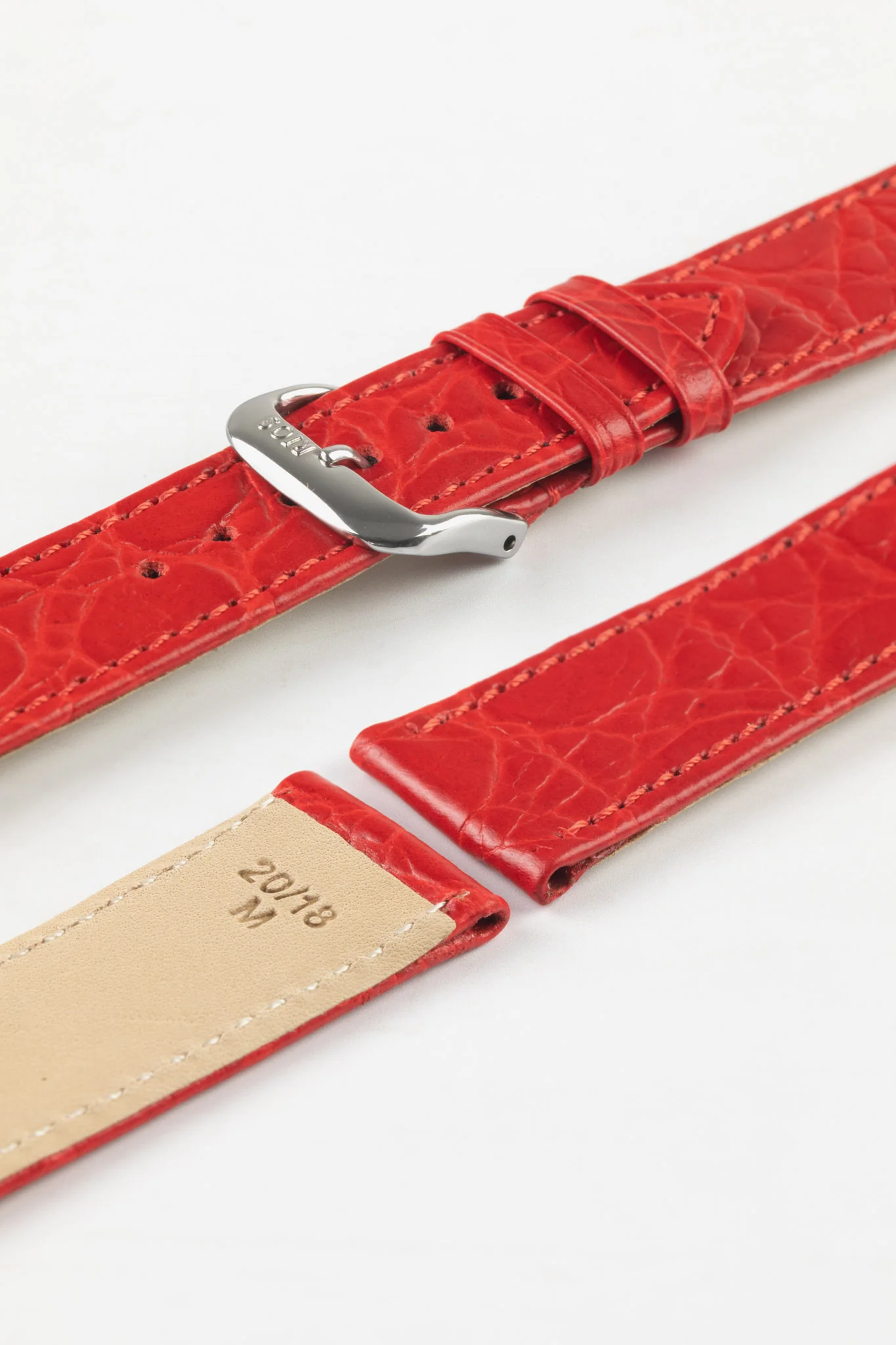 RIOS1931 BRAZIL Crocodile-Embossed Leather Watch Strap in RED - Image 7