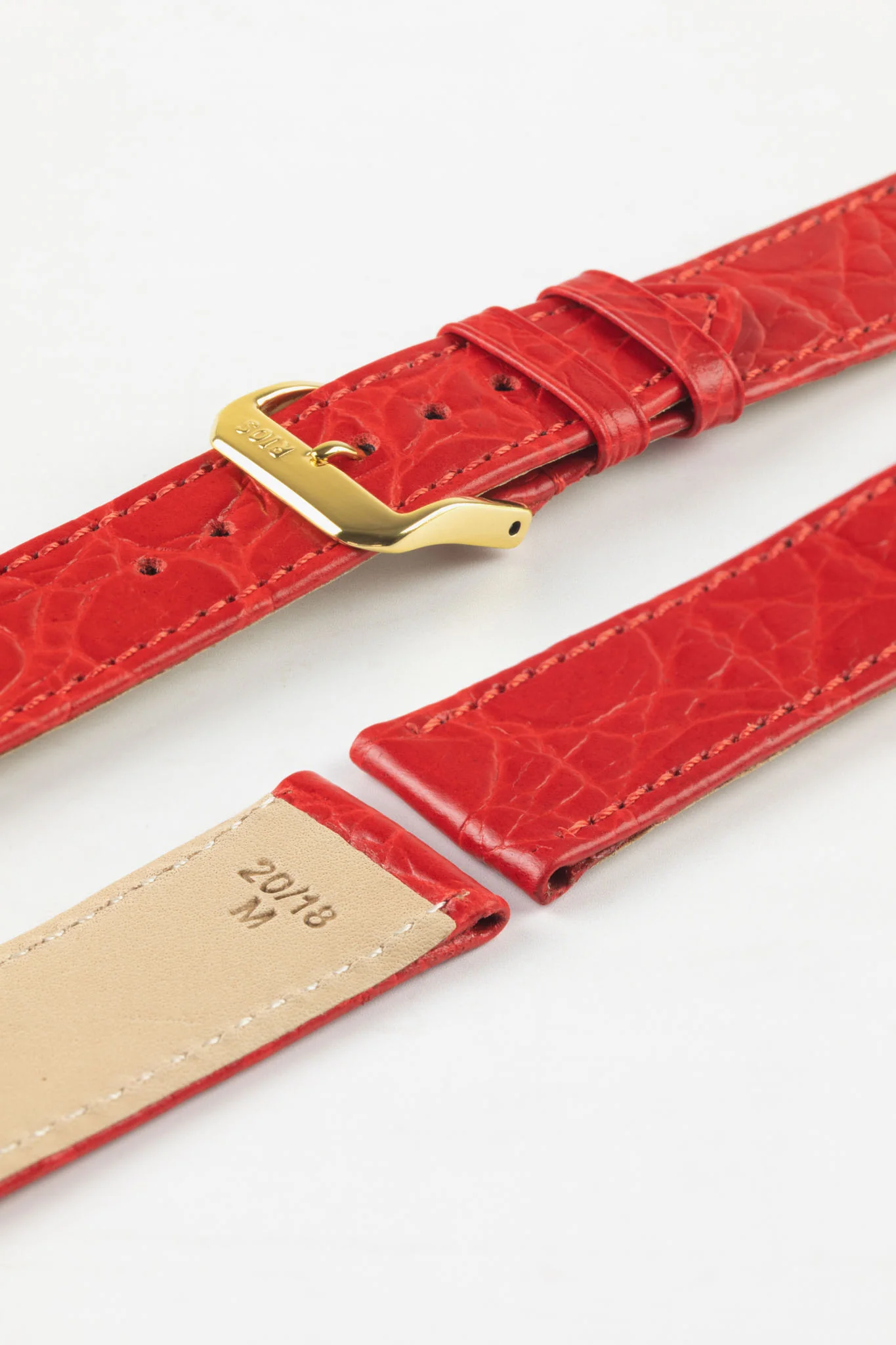 RIOS1931 BRAZIL Crocodile-Embossed Leather Watch Strap in RED - Image 8