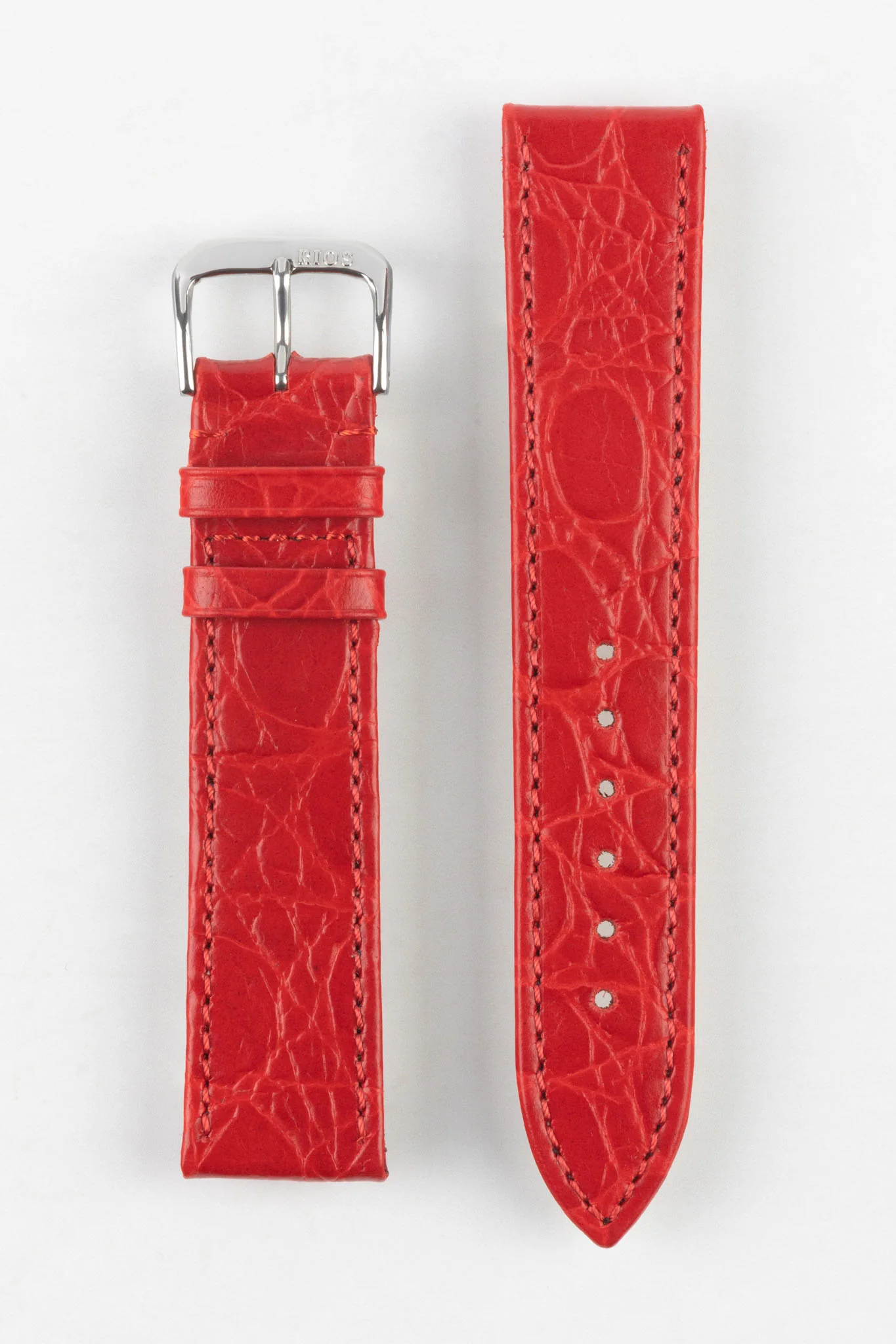 RIOS1931 BRAZIL Crocodile-Embossed Leather Watch Strap in RED - Image 9