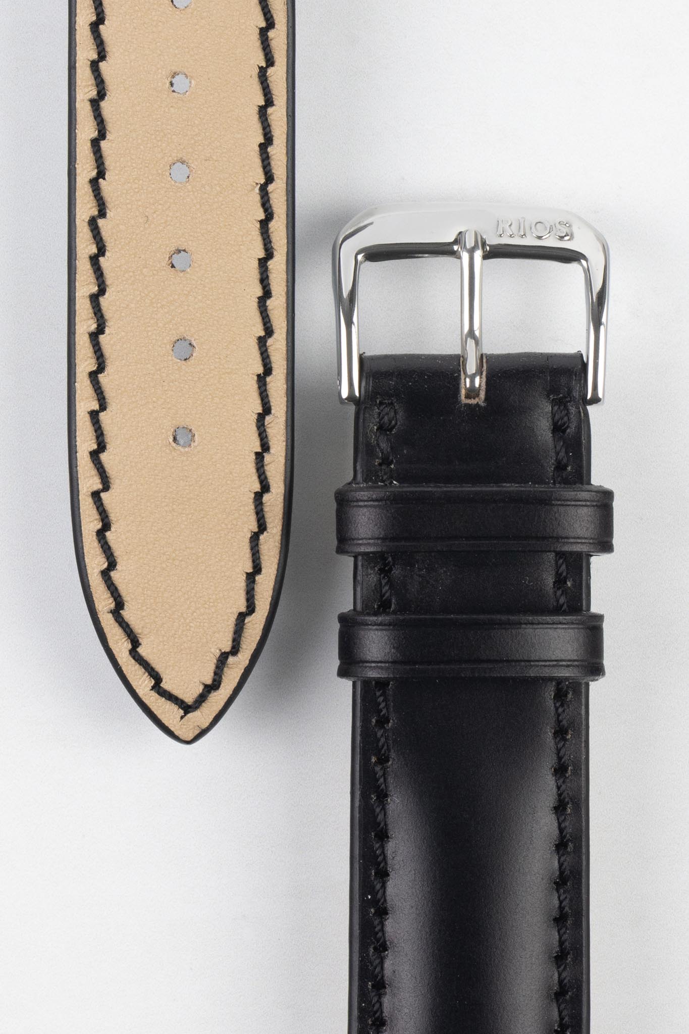 RIOS1931 CHICAGO Shell Cordovan Leather Watch Strap in BLACK - Image 3