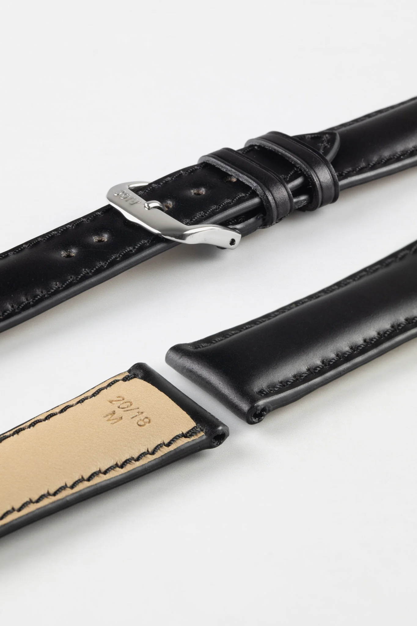 RIOS1931 CHICAGO Shell Cordovan Leather Watch Strap in BLACK - Image 7
