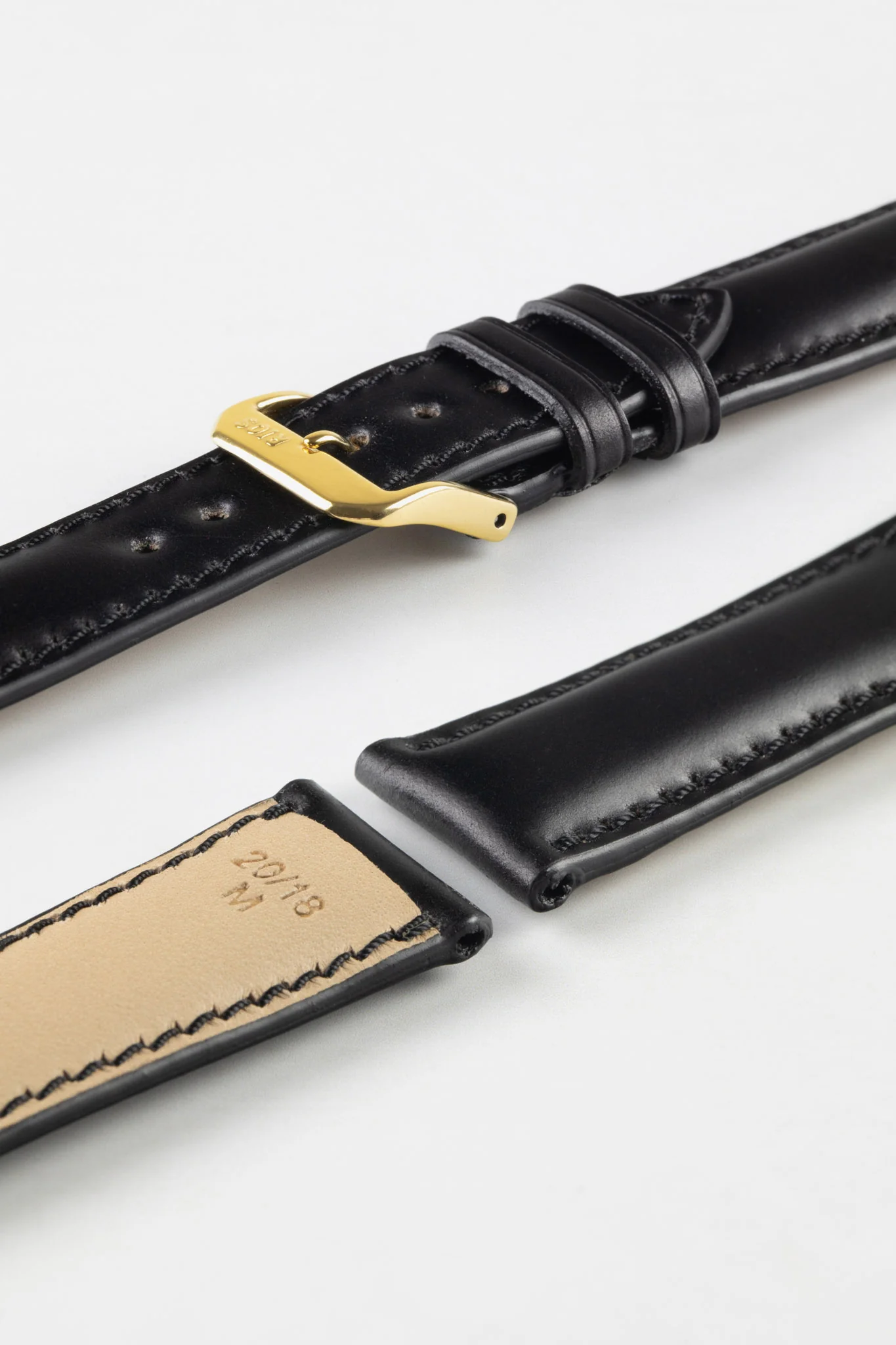 RIOS1931 CHICAGO Shell Cordovan Leather Watch Strap in BLACK - Image 8
