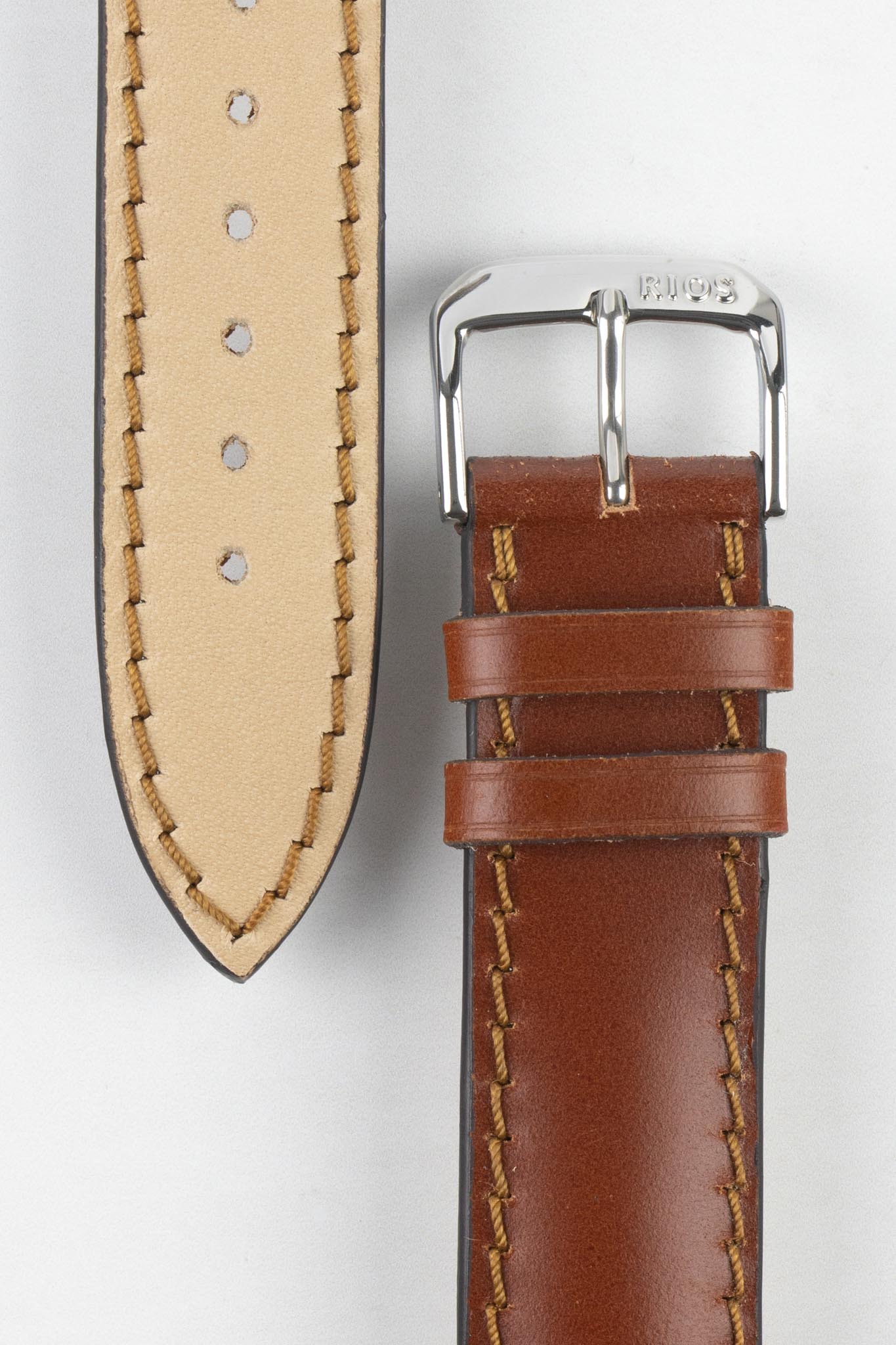 RIOS1931 CHICAGO Shell Cordovan Leather Watch Strap in COGNAC - Image 3