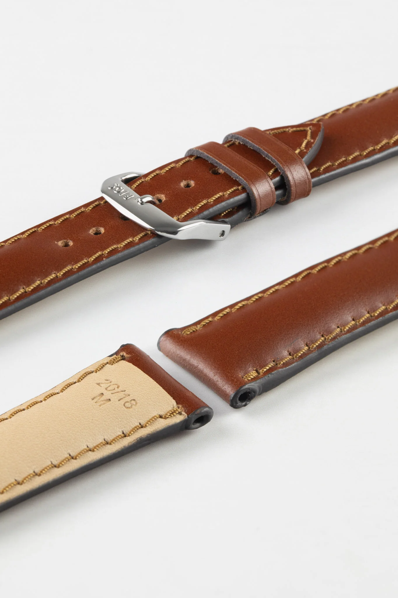 RIOS1931 CHICAGO Shell Cordovan Leather Watch Strap in COGNAC - Image 7