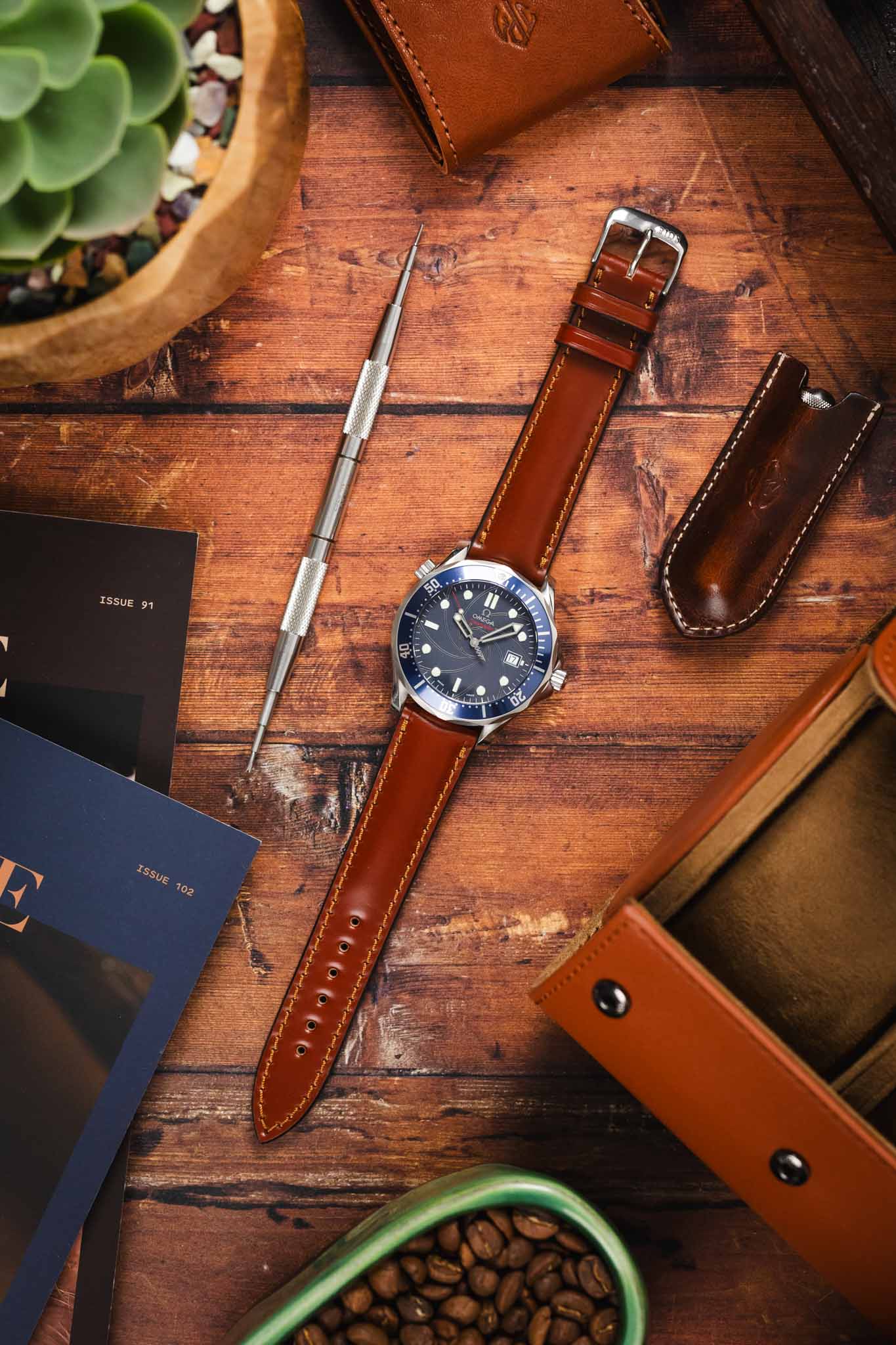RIOS1931 CHICAGO Shell Cordovan Leather Watch Strap in COGNAC - Image 9