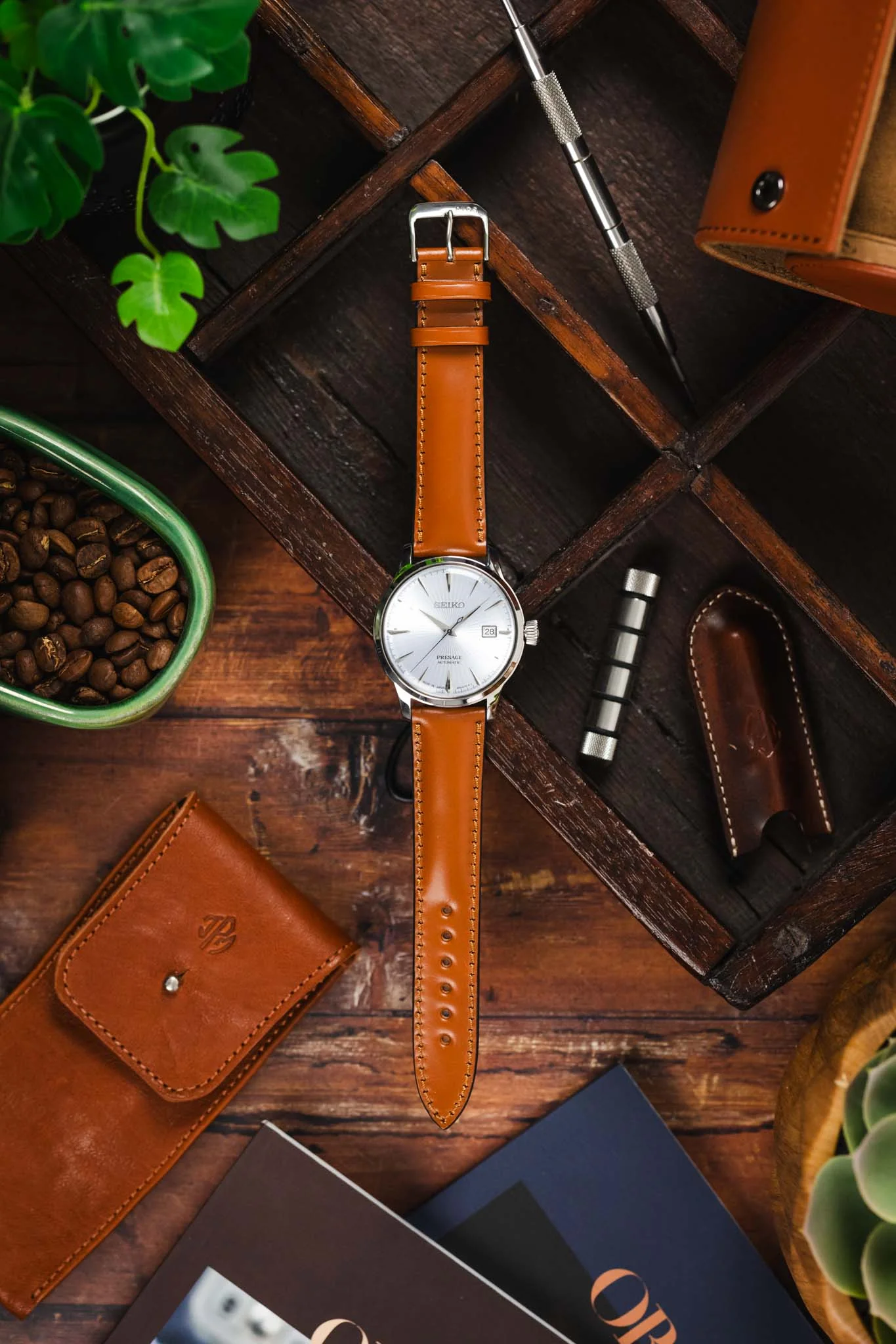 RIOS1931 CHICAGO Shell Cordovan Leather Watch Strap in HONEY - Image 9
