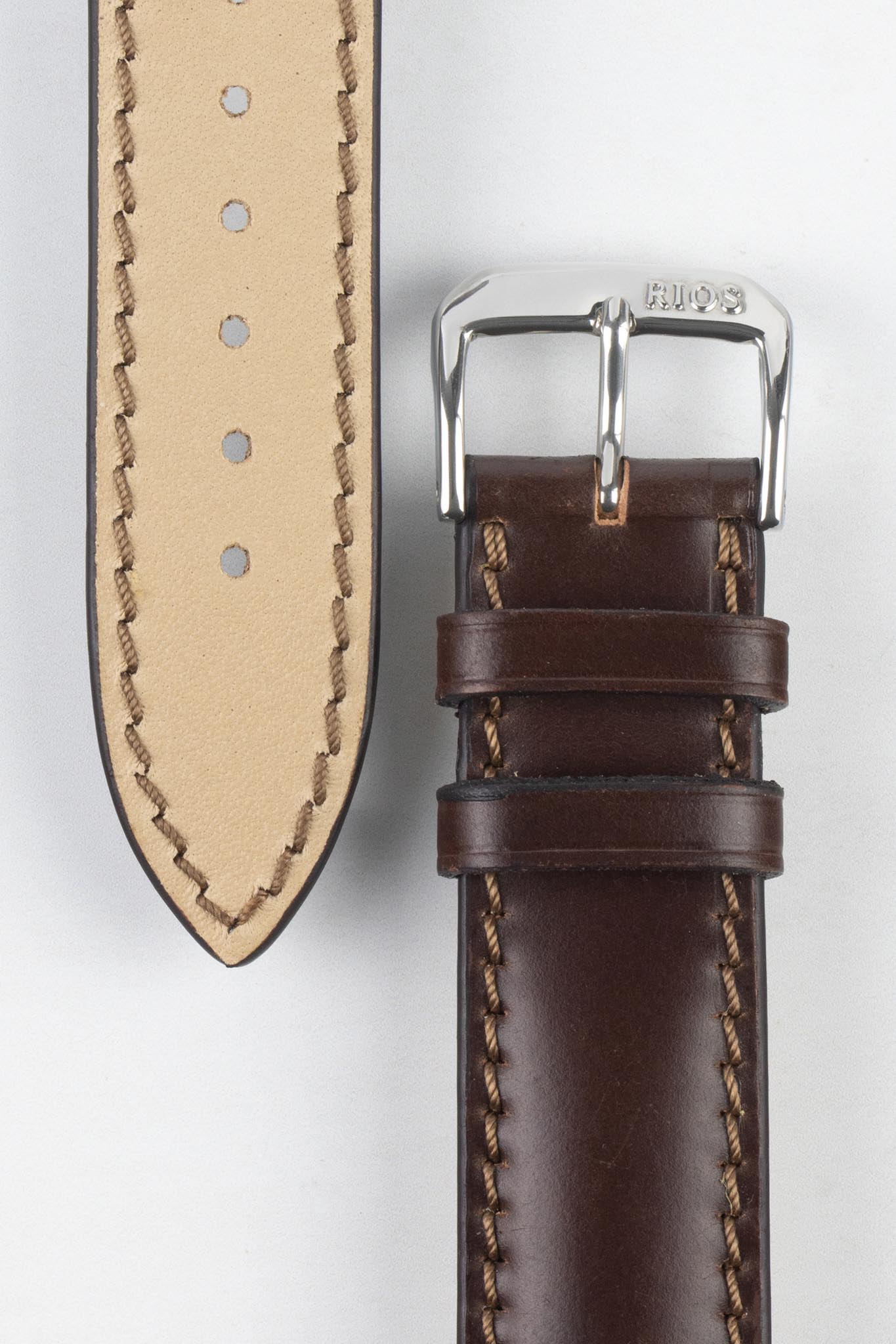 RIOS1931 CHICAGO Shell Cordovan Leather Watch Strap in MOCHA - Image 3