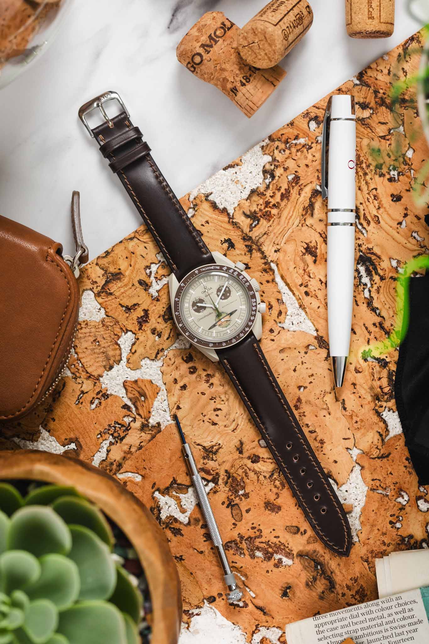 RIOS1931 CHICAGO Shell Cordovan Leather Watch Strap in MOCHA - Image 9