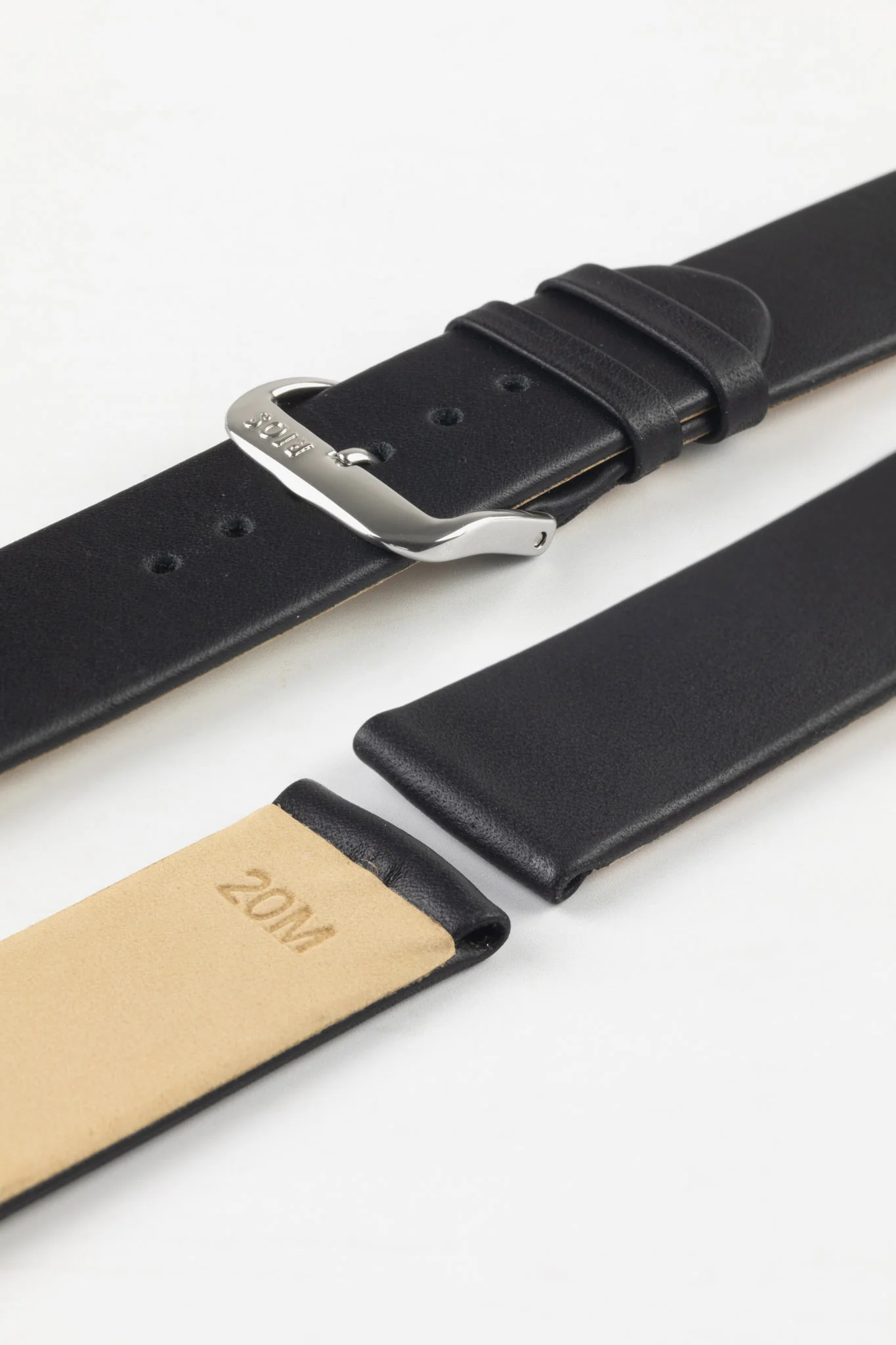 RIOS1931 CLASSIC Low-Profile Leather Watch Strap in BLACK - Image 7