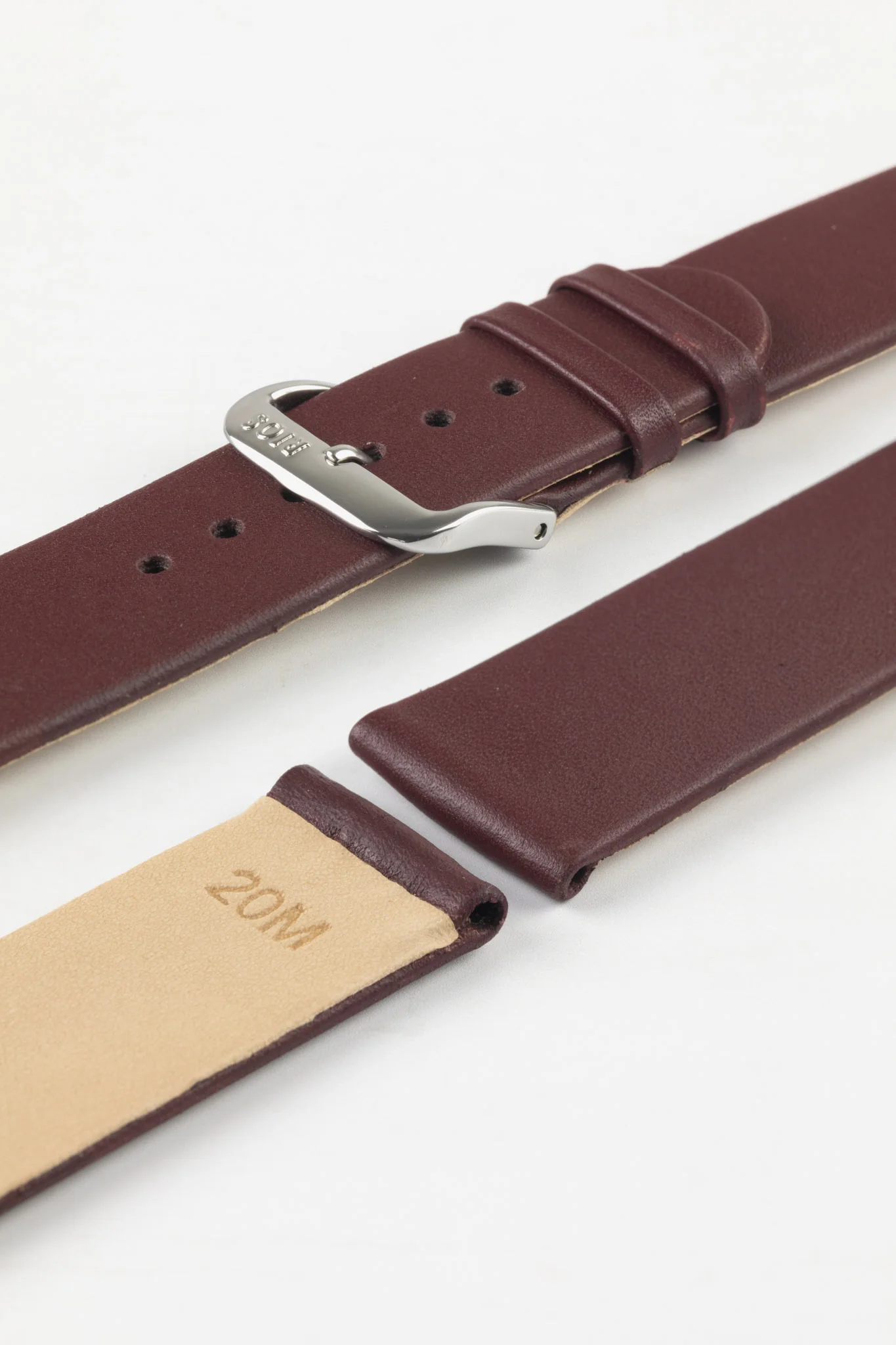 RIOS1931 CLASSIC Low-Profile Leather Watch Strap in BURGUNDY - Image 7