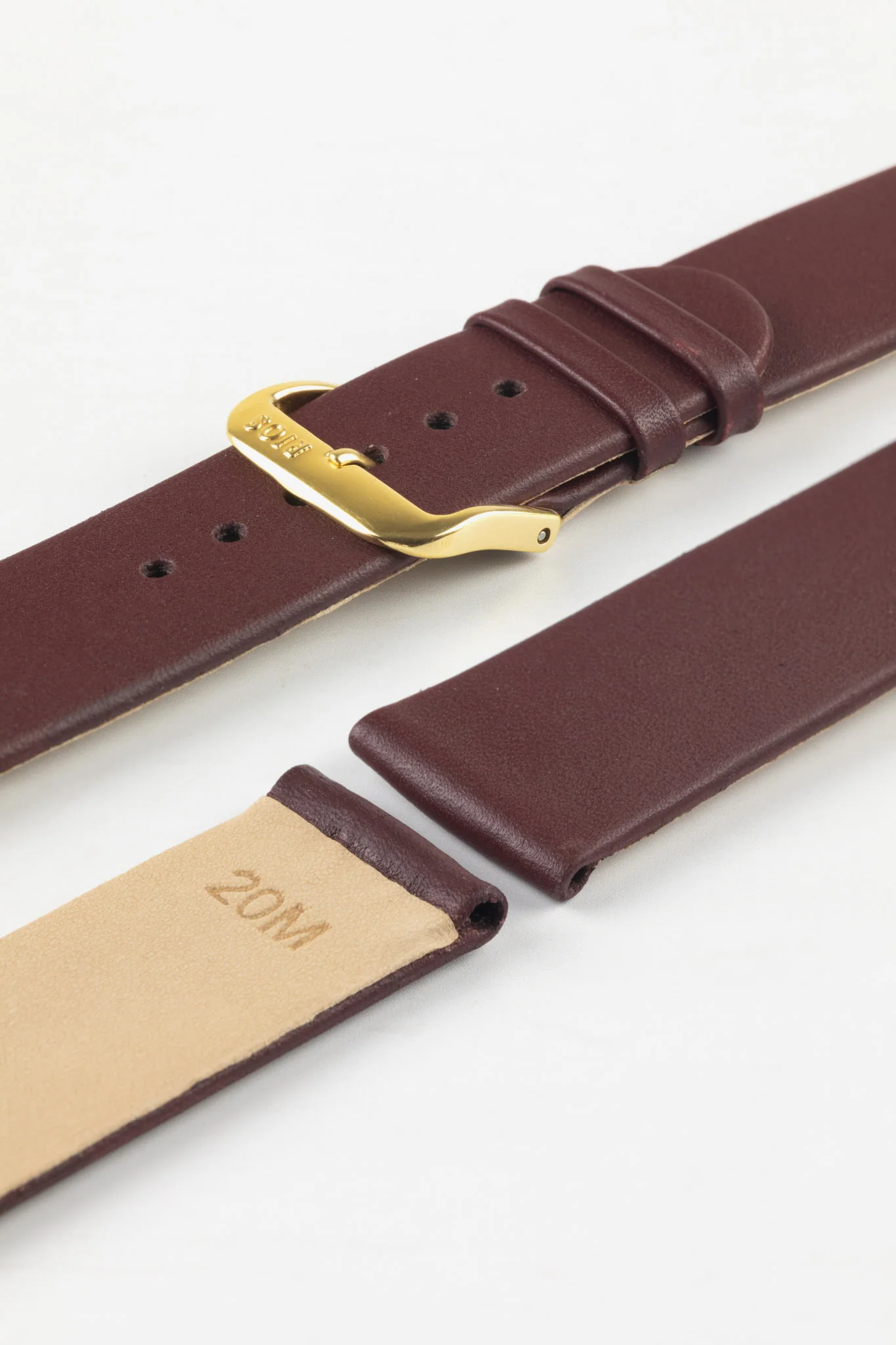 RIOS1931 CLASSIC Low-Profile Leather Watch Strap in BURGUNDY - Image 8